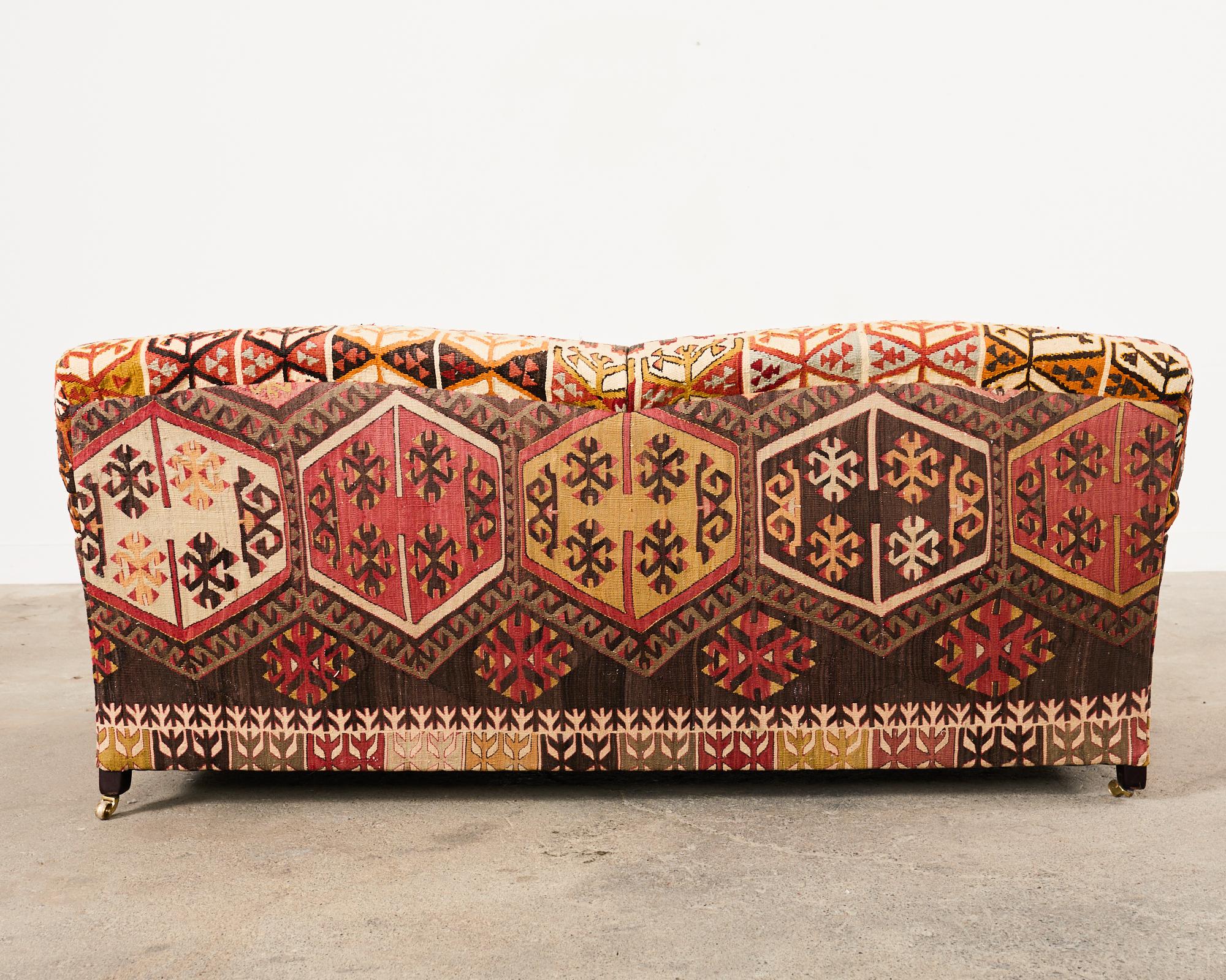 George Smith Howard & Sons Kilim Upholstered Scroll Arm Sofa 11
