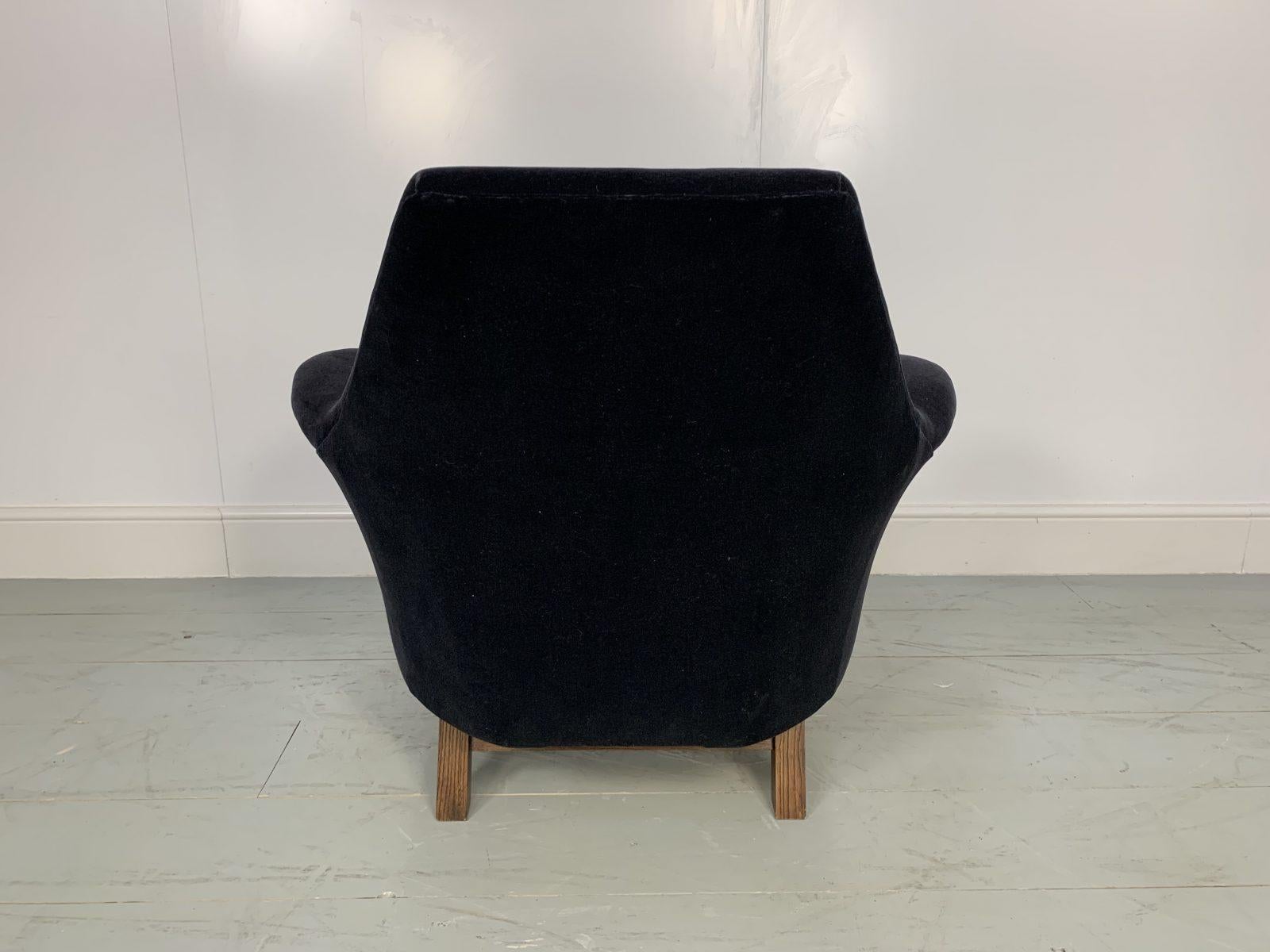 Contemporary George Smith “Justice”Armchair by Tom Dixon in Black & Baltic Blue Mohair Velvet For Sale