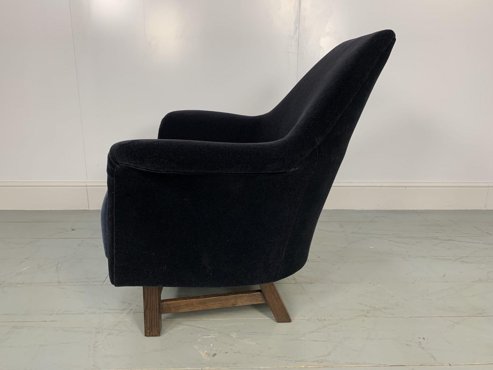 George Smith “Justice”Armchair by Tom Dixon in Black & Baltic Blue Mohair Velvet For Sale 1