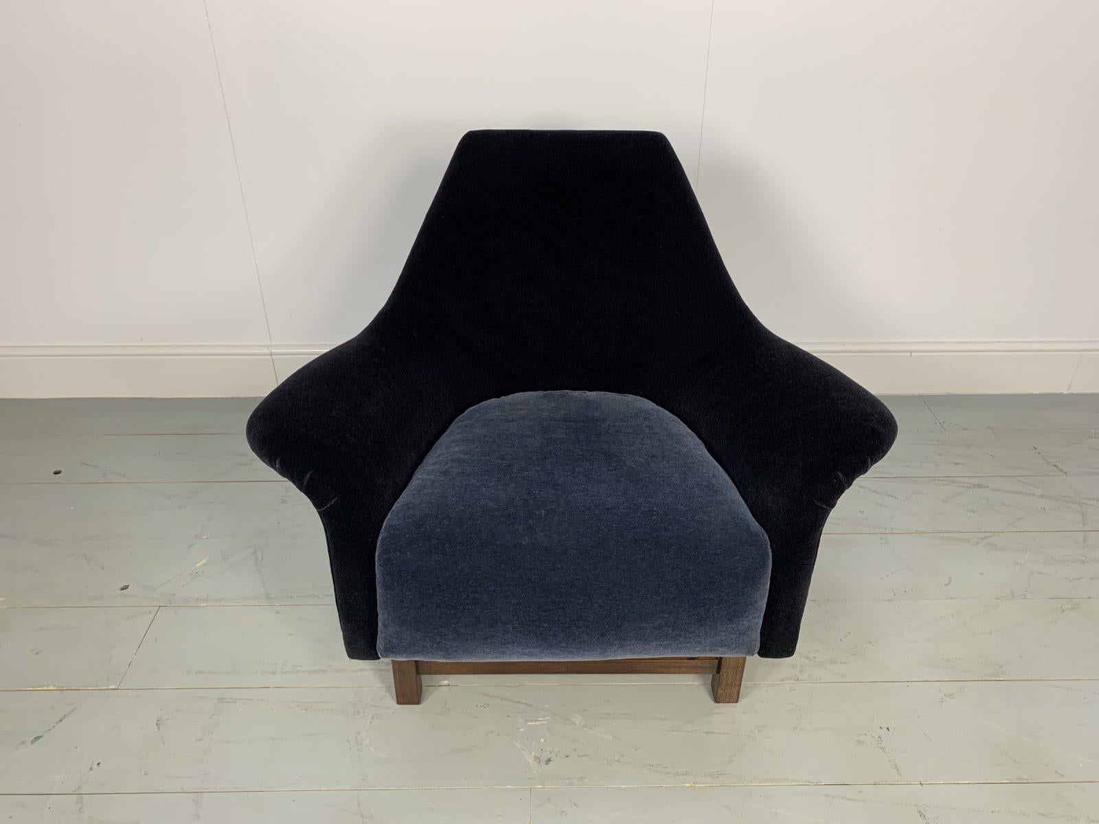 George Smith “Justice”Armchair by Tom Dixon in Black & Baltic Blue Mohair Velvet For Sale 2