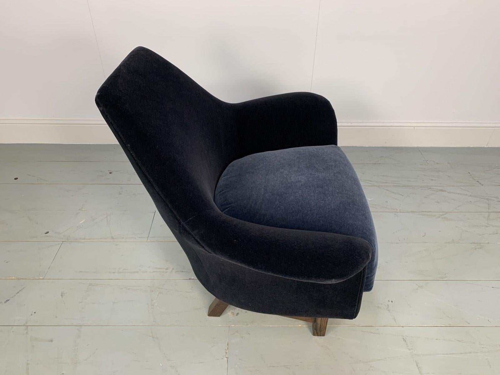 George Smith “Justice”Armchair by Tom Dixon in Black & Baltic Blue Mohair Velvet For Sale 3