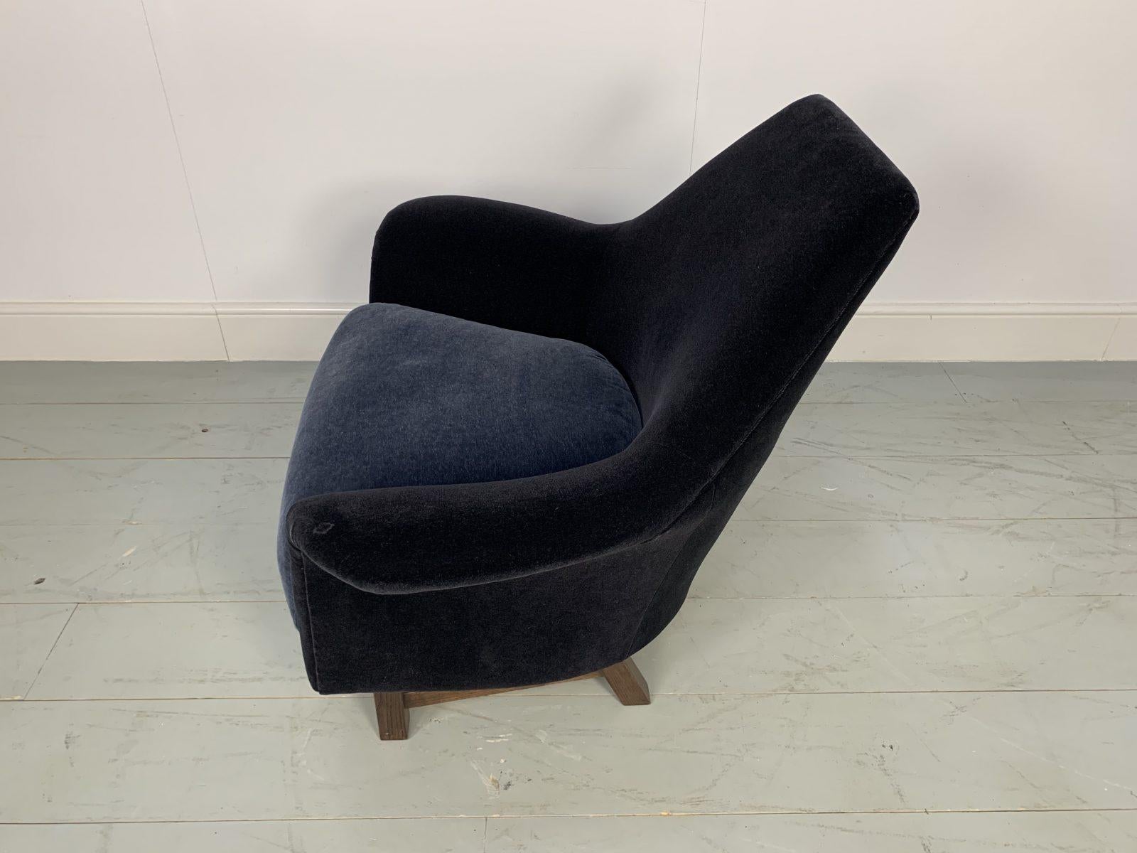 George Smith “Justice”Armchair by Tom Dixon in Black & Baltic Blue Mohair Velvet For Sale 4