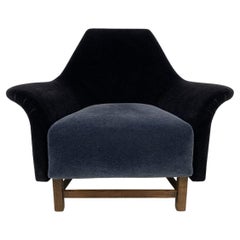 Used George Smith “Justice”Armchair by Tom Dixon in Black & Baltic Blue Mohair Velvet