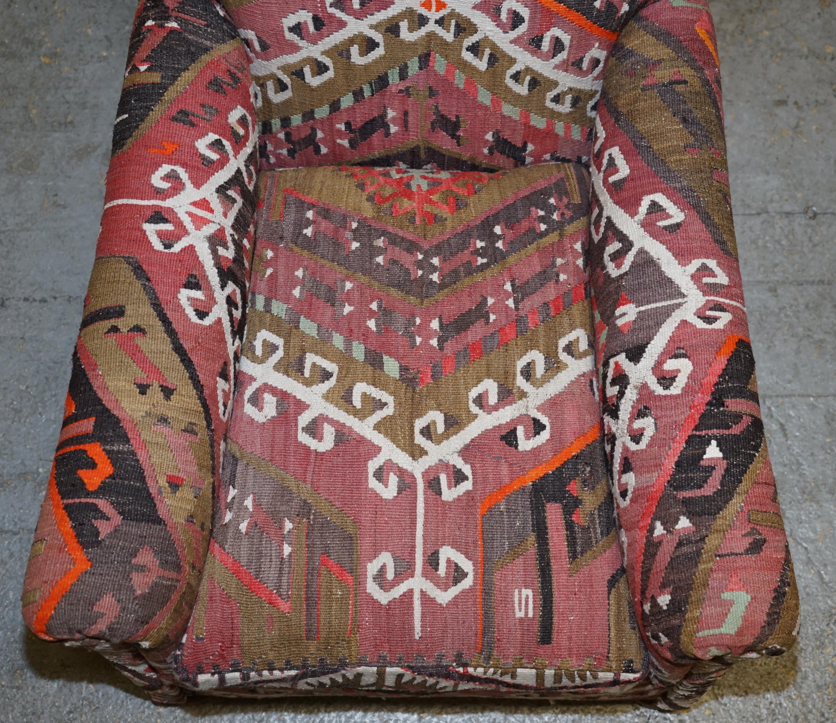 20th Century George Smith Kilim Upholstered English Country House Club Armchair