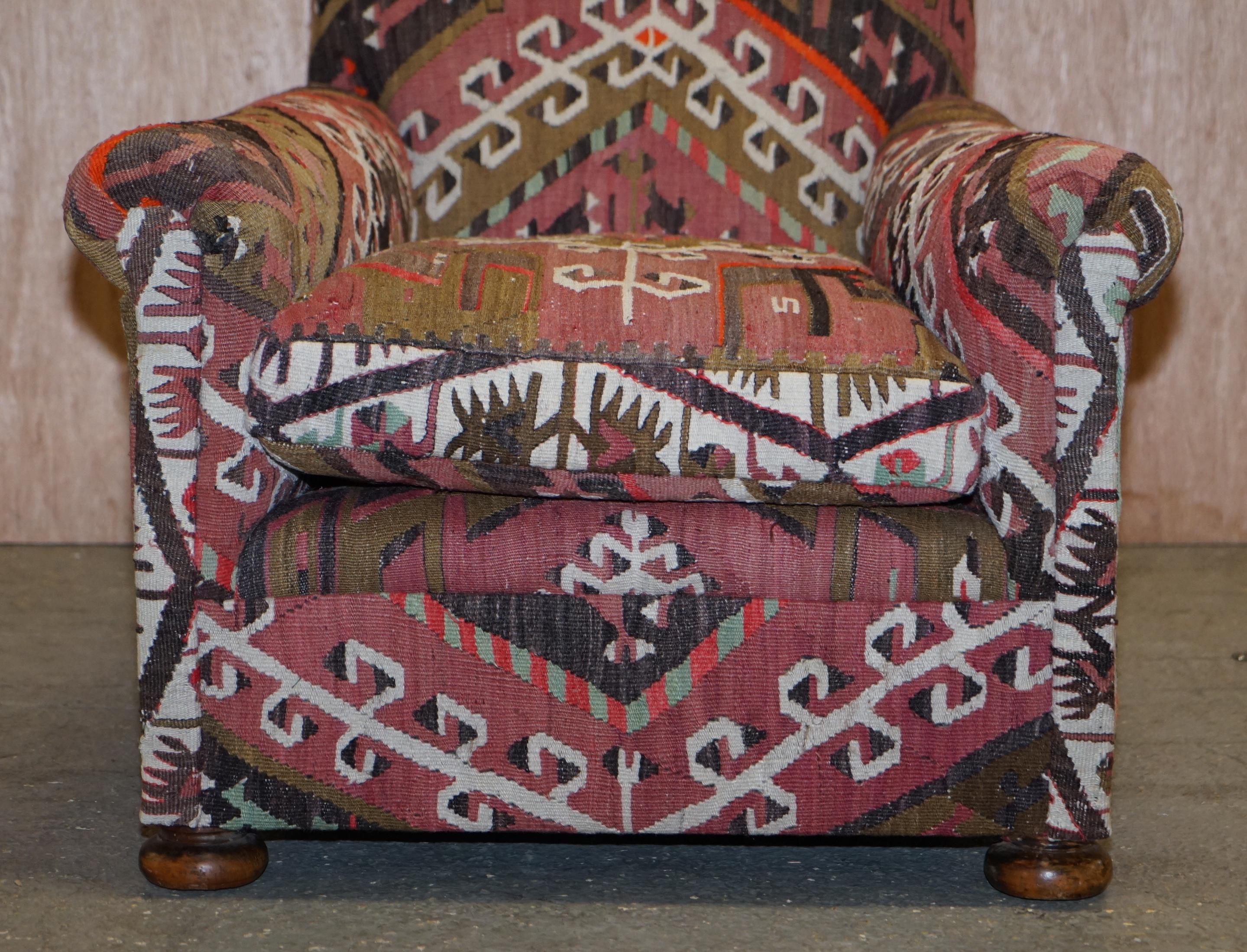 George Smith Kilim Upholstered English Country House Club Armchair 2