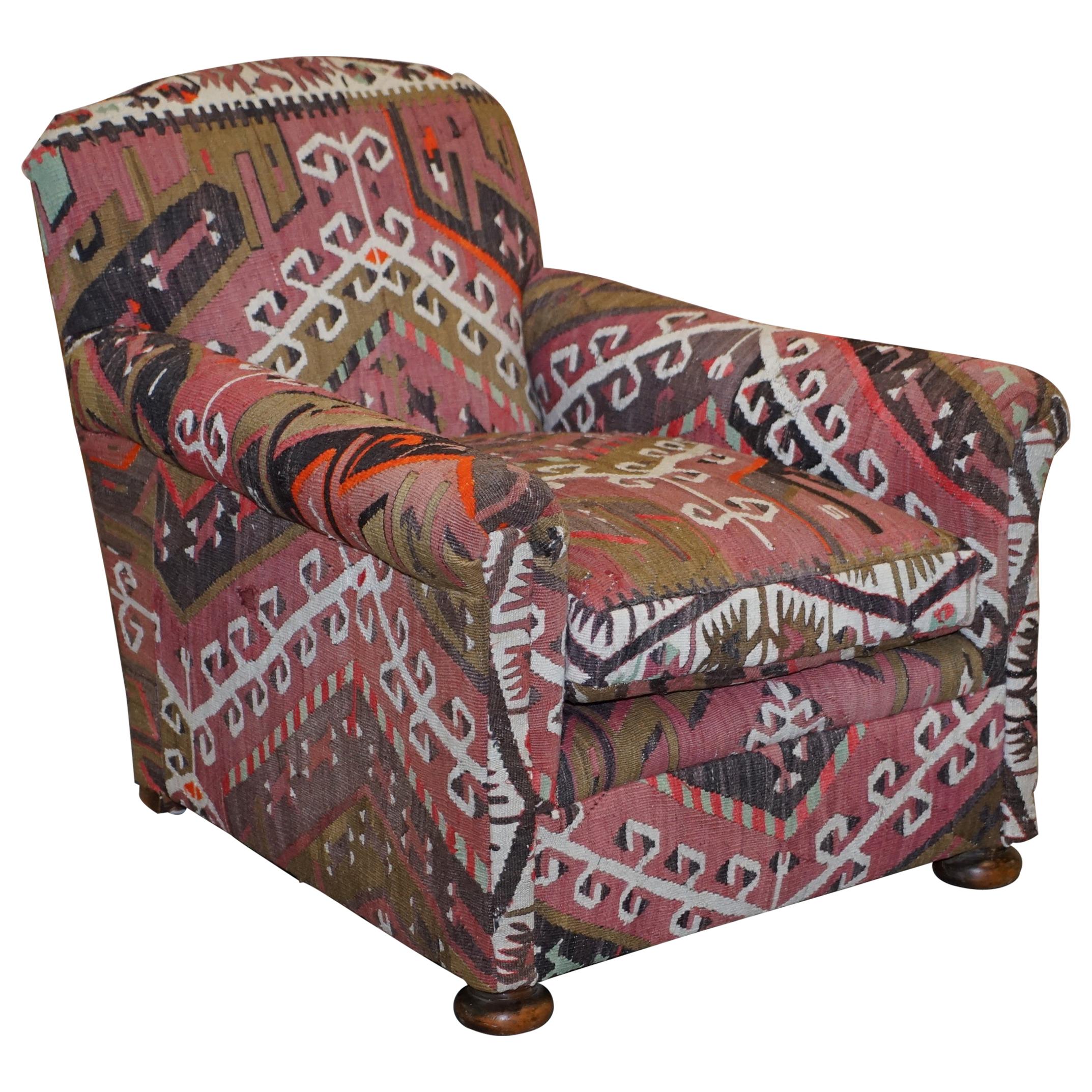 George Smith Kilim Upholstered English Country House Club Armchair