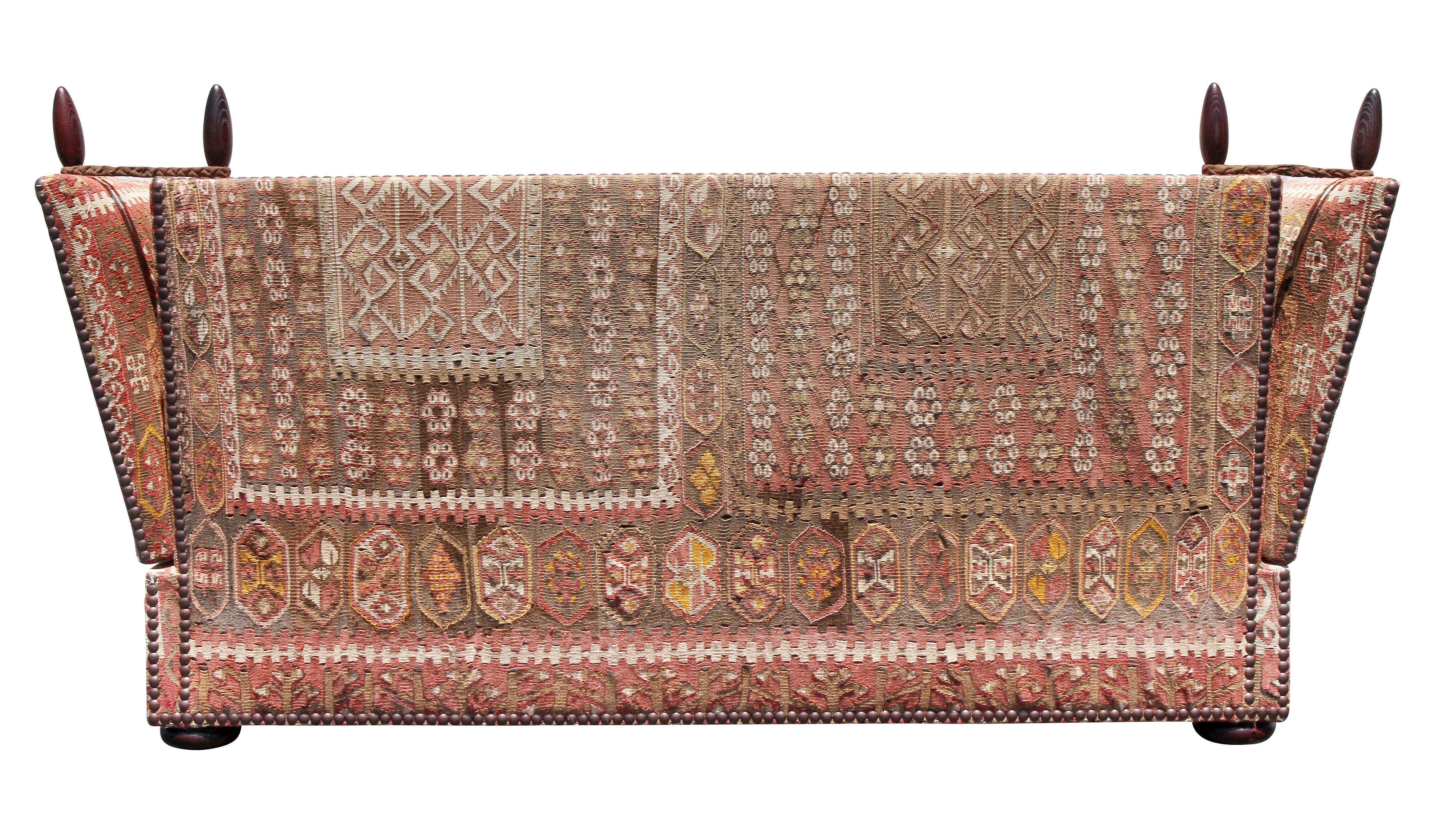 George Smith Kilim Upholstered Knole Sofa In Good Condition In Essex, MA