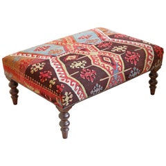 George Smith Kilim-Upholstered Ottoman