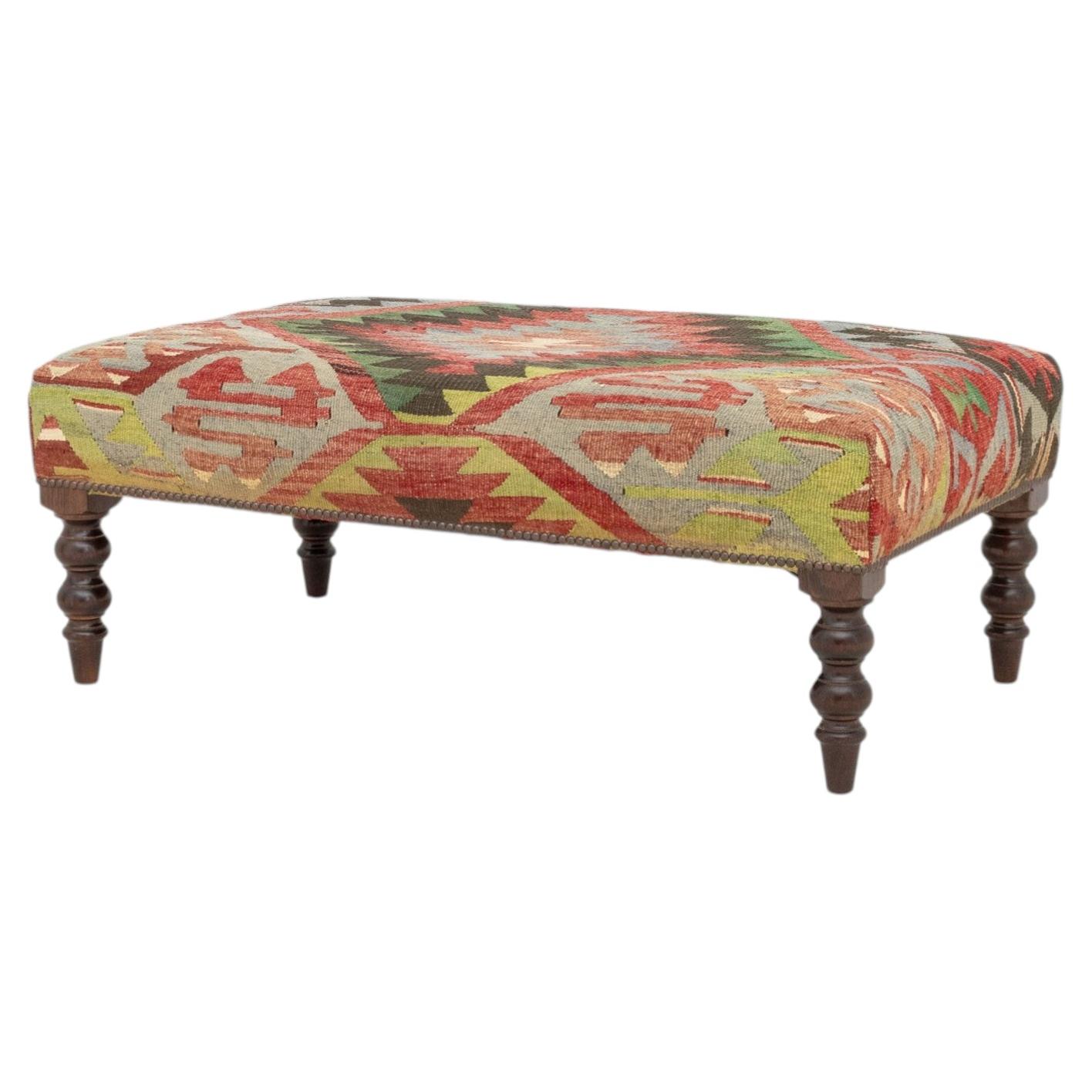 George Smith Kilim Upholstered Ottoman, Late 20th Century