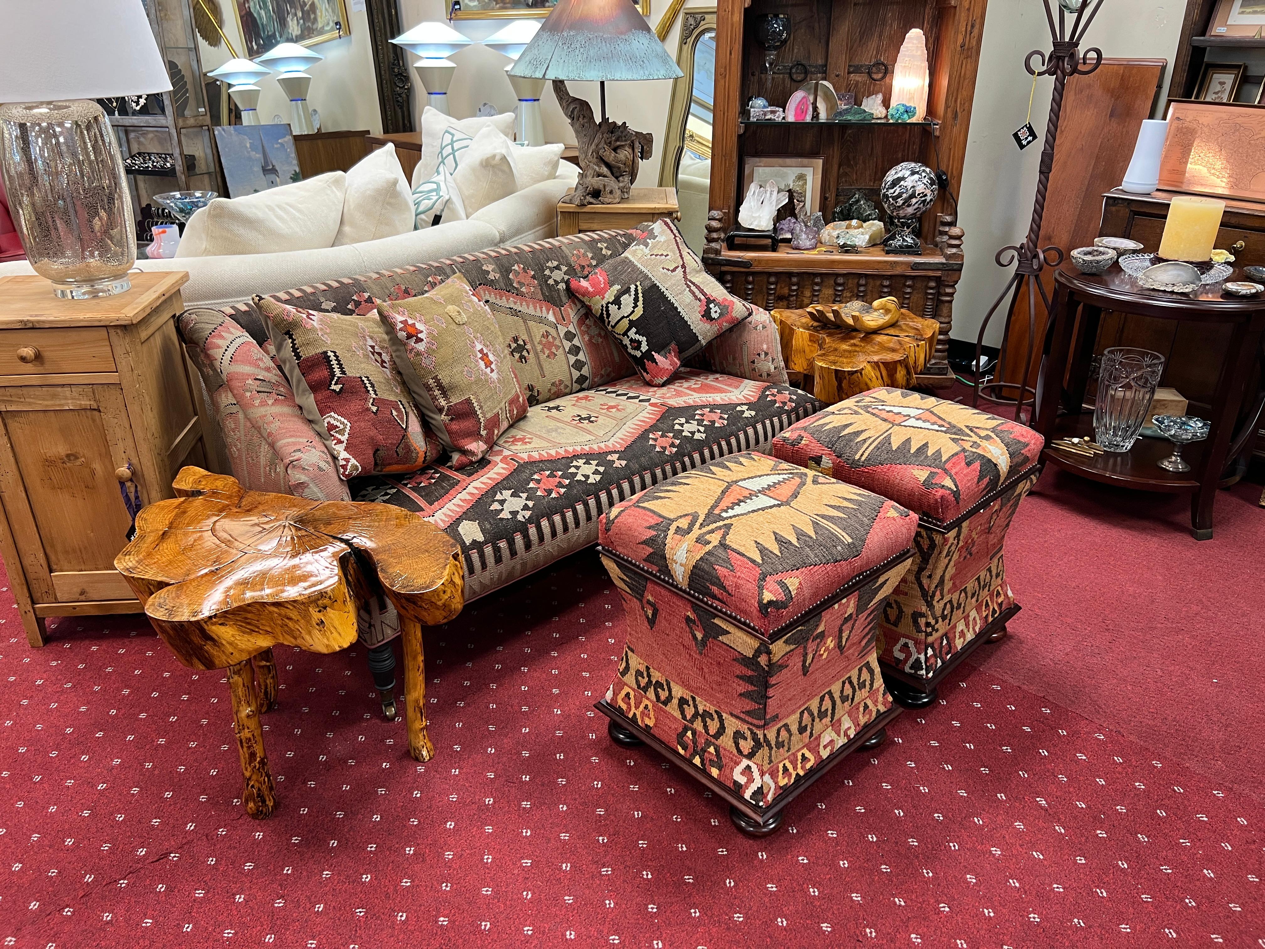 George Smith Kilim Upholstered Storage Ottoman 8