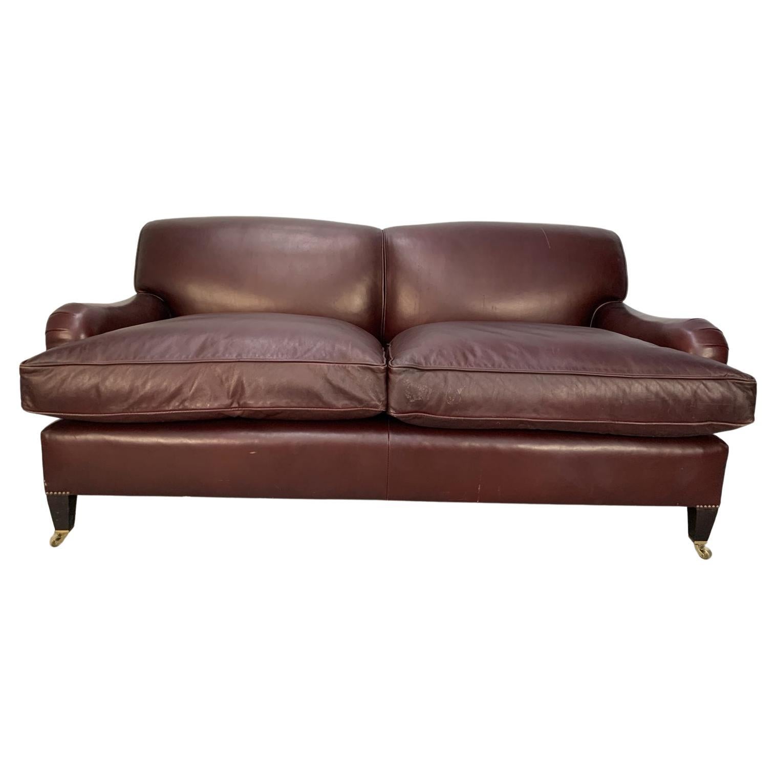 George Smith Leather Sofa – Signature “Standard-Arm” – Large 2.5-Seat Sofa in Ox For Sale