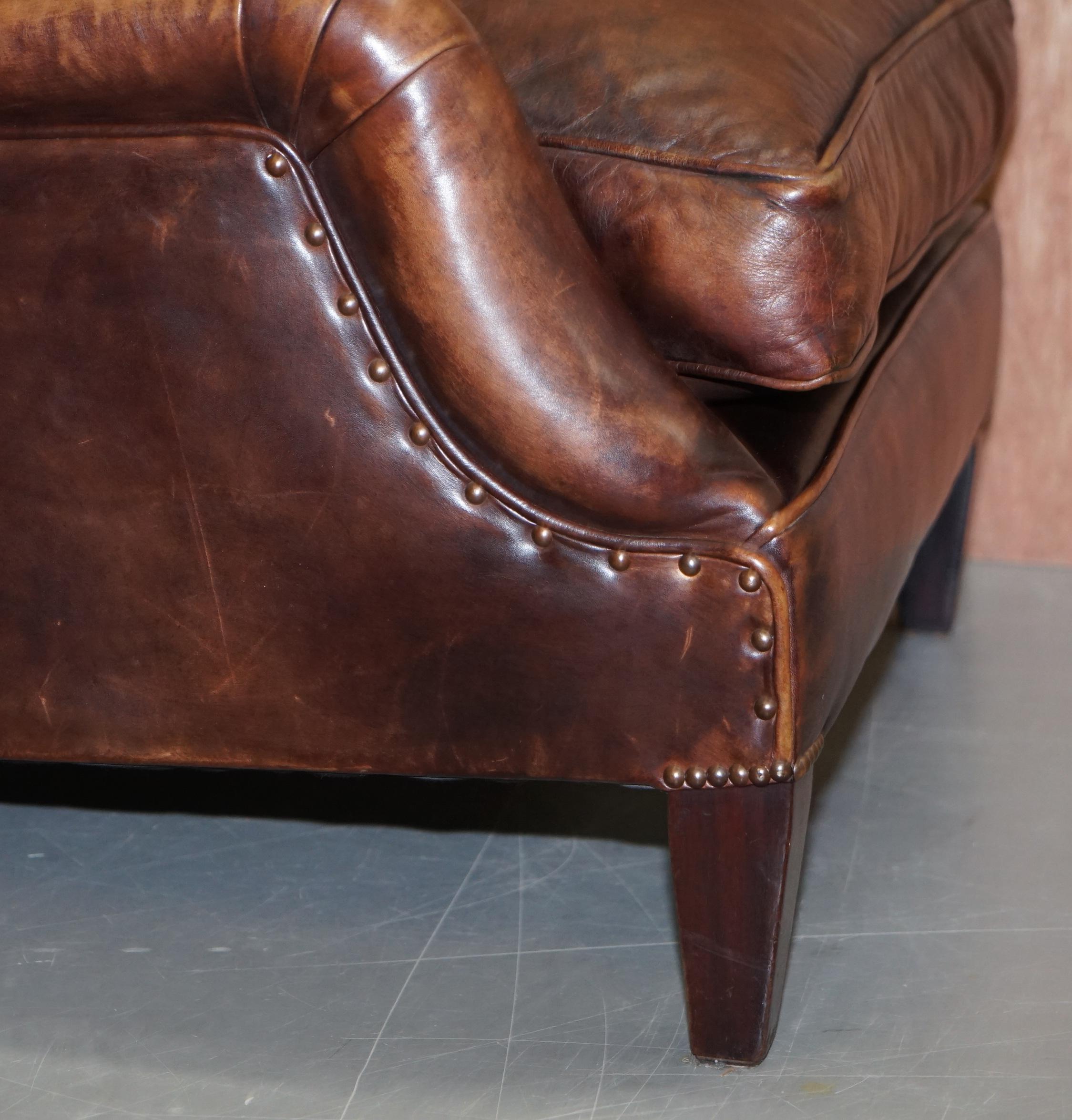 George Smith Lennagan Heritage Brown Leather Armchair Chesterfield 4
