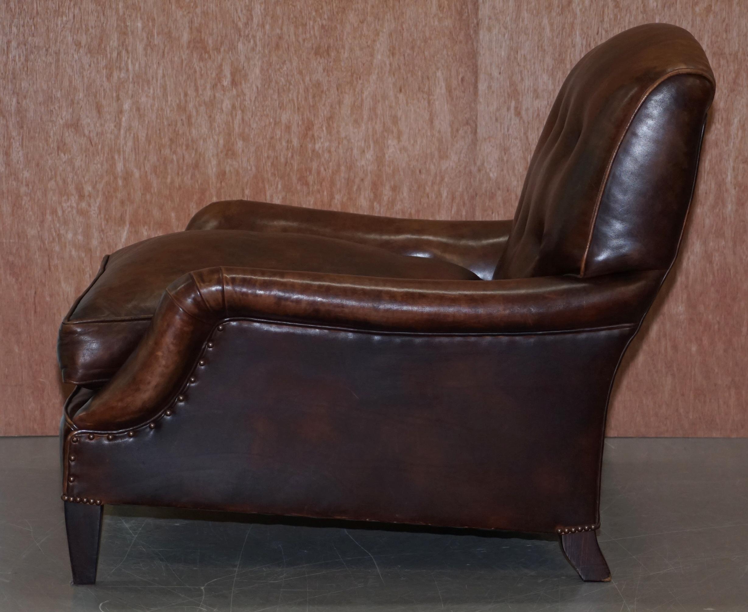 George Smith Lennagan Heritage Brown Leather Armchair Chesterfield 6