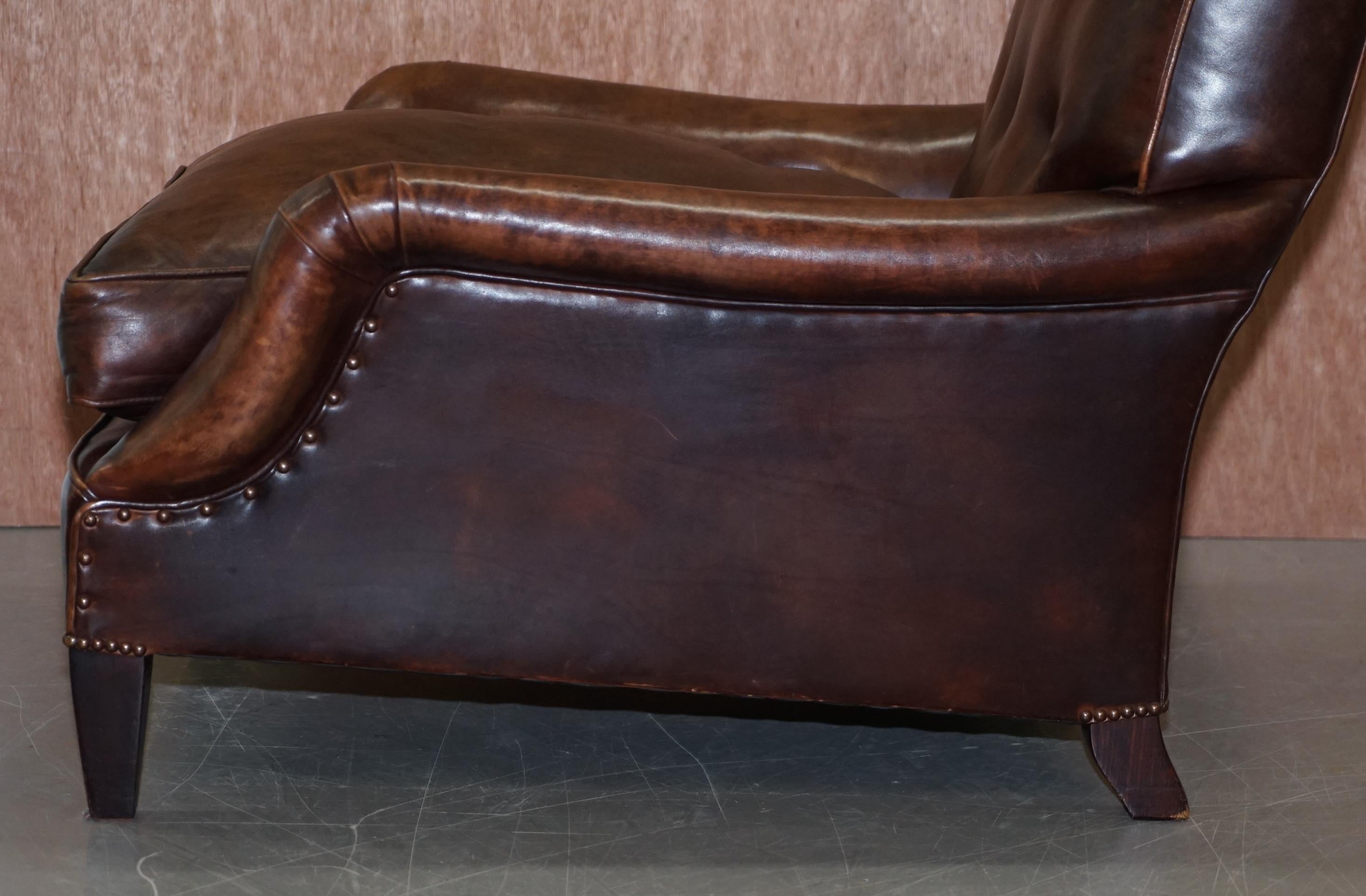 George Smith Lennagan Heritage Brown Leather Armchair Chesterfield 7