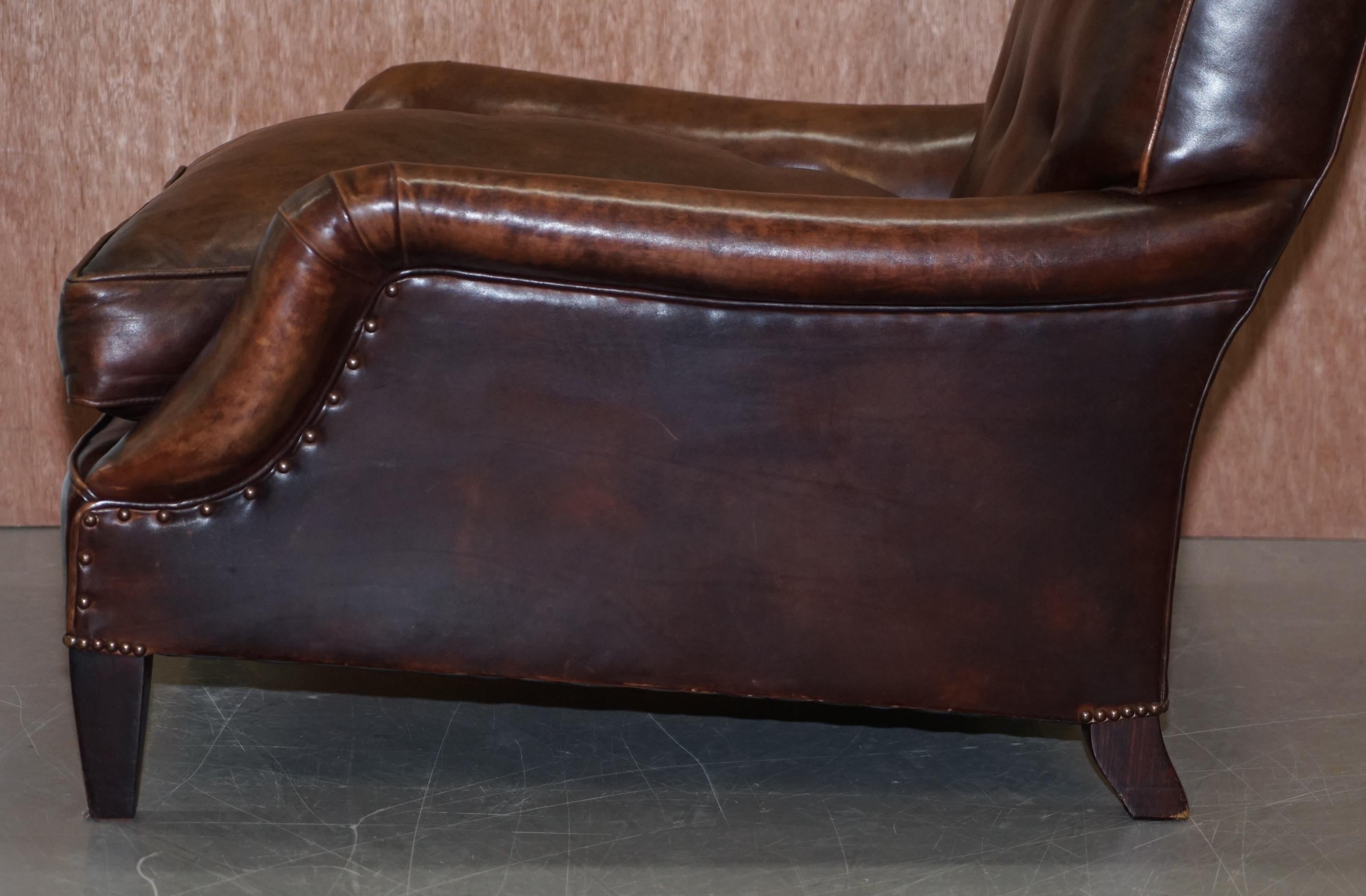 George Smith Lennagan Heritage Brown Leather Armchair Chesterfield 6