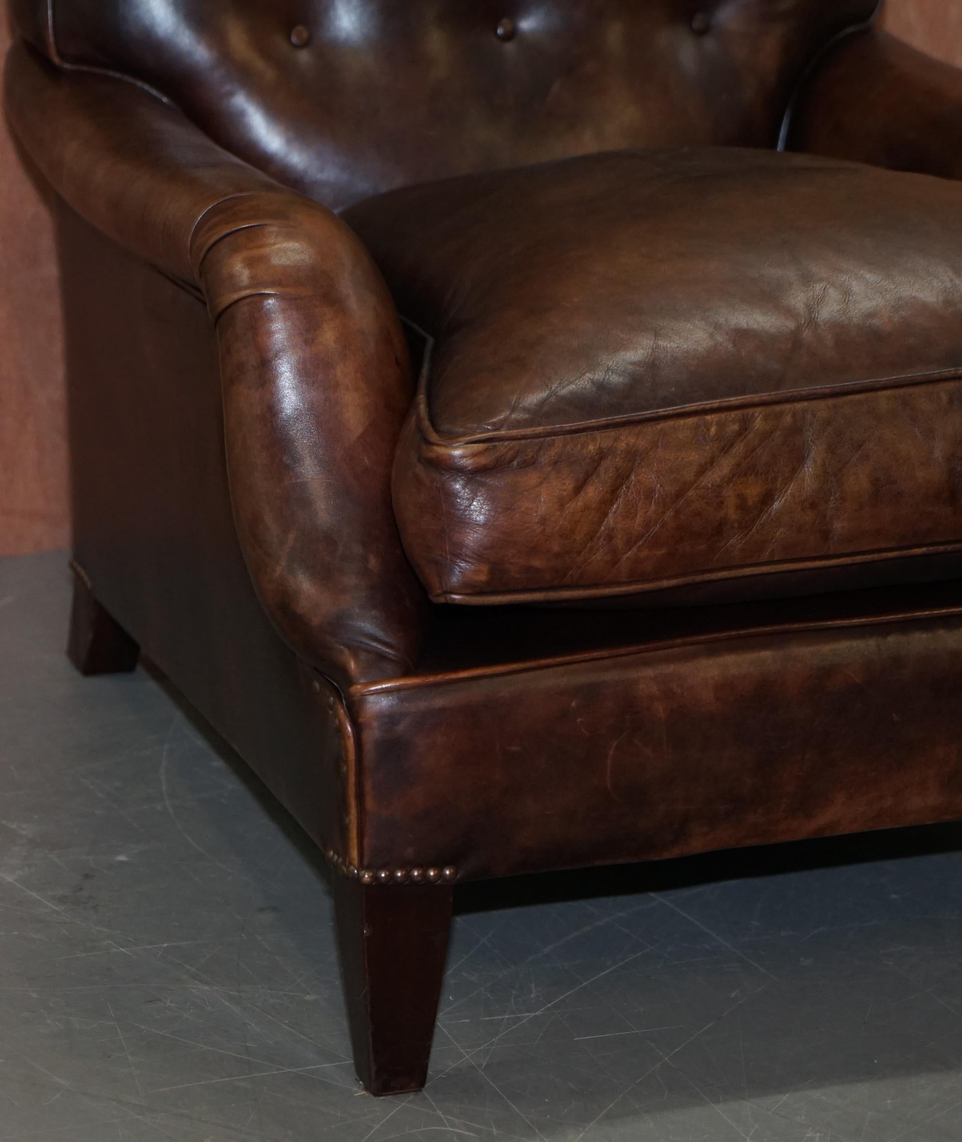 Hand-Crafted George Smith Lennagan Heritage Brown Leather Armchair Chesterfield