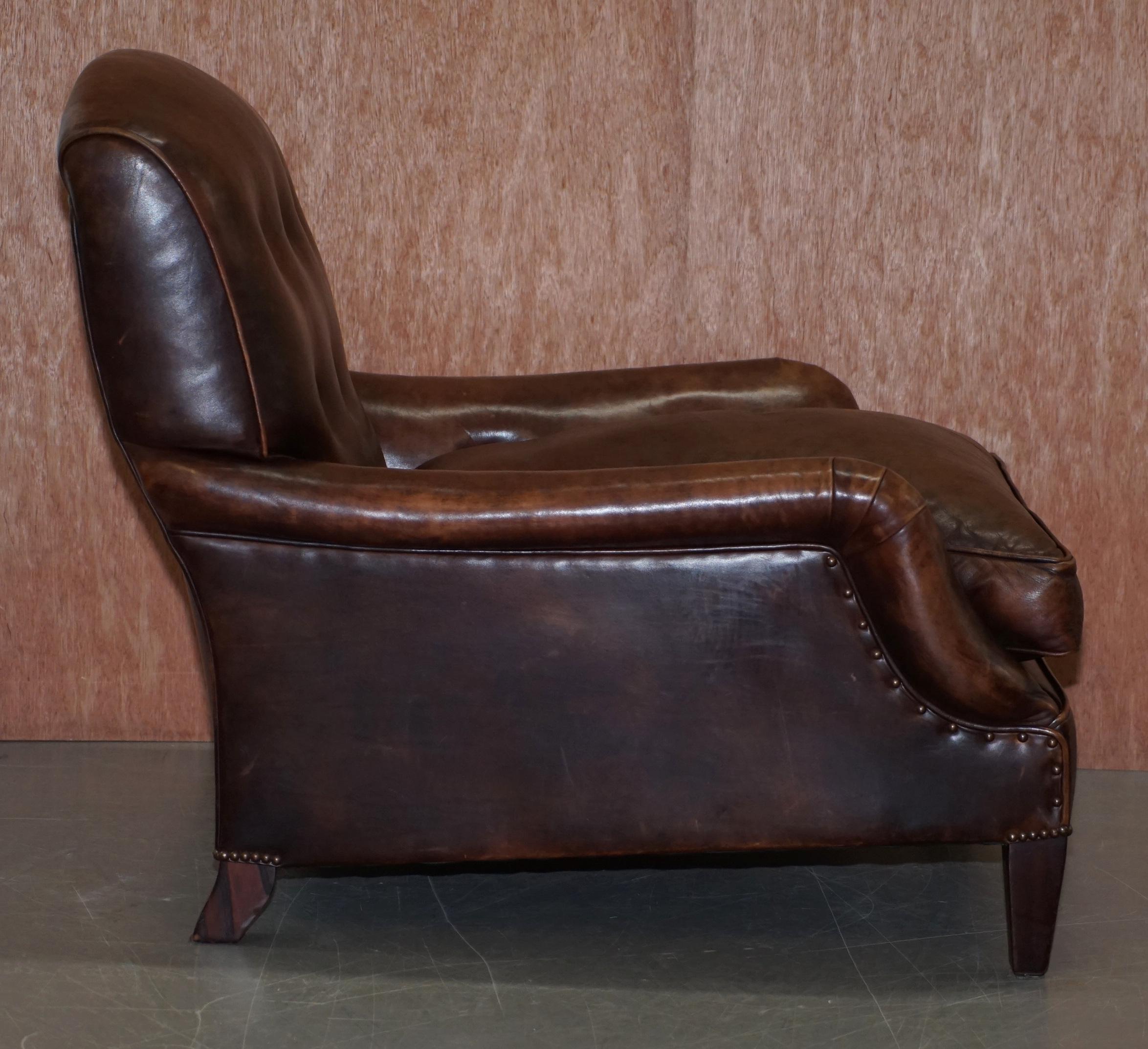 George Smith Lennagan Heritage Brown Leather Armchair Chesterfield 1