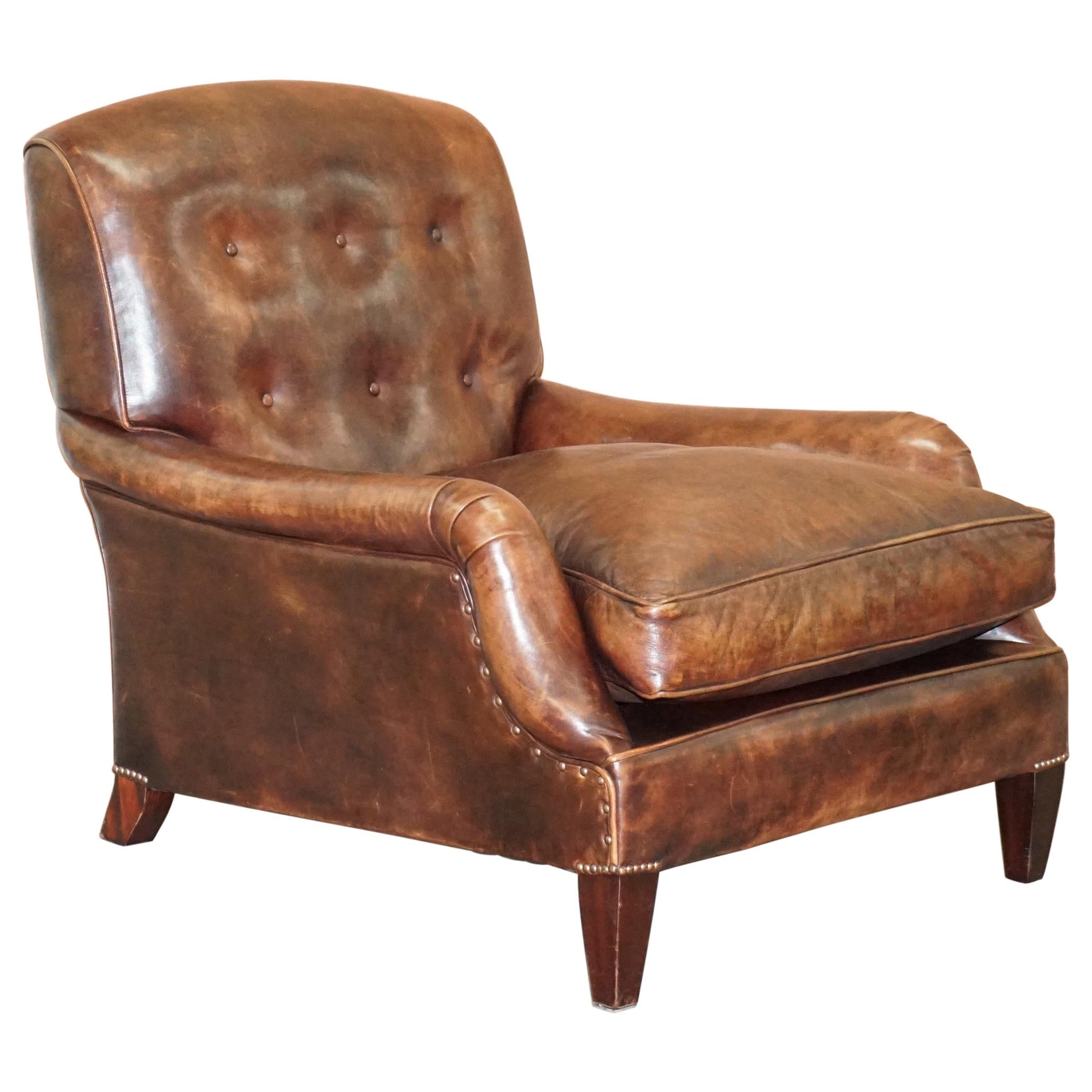 George Smith Lennagan Heritage Brown Leather Armchair Chesterfield