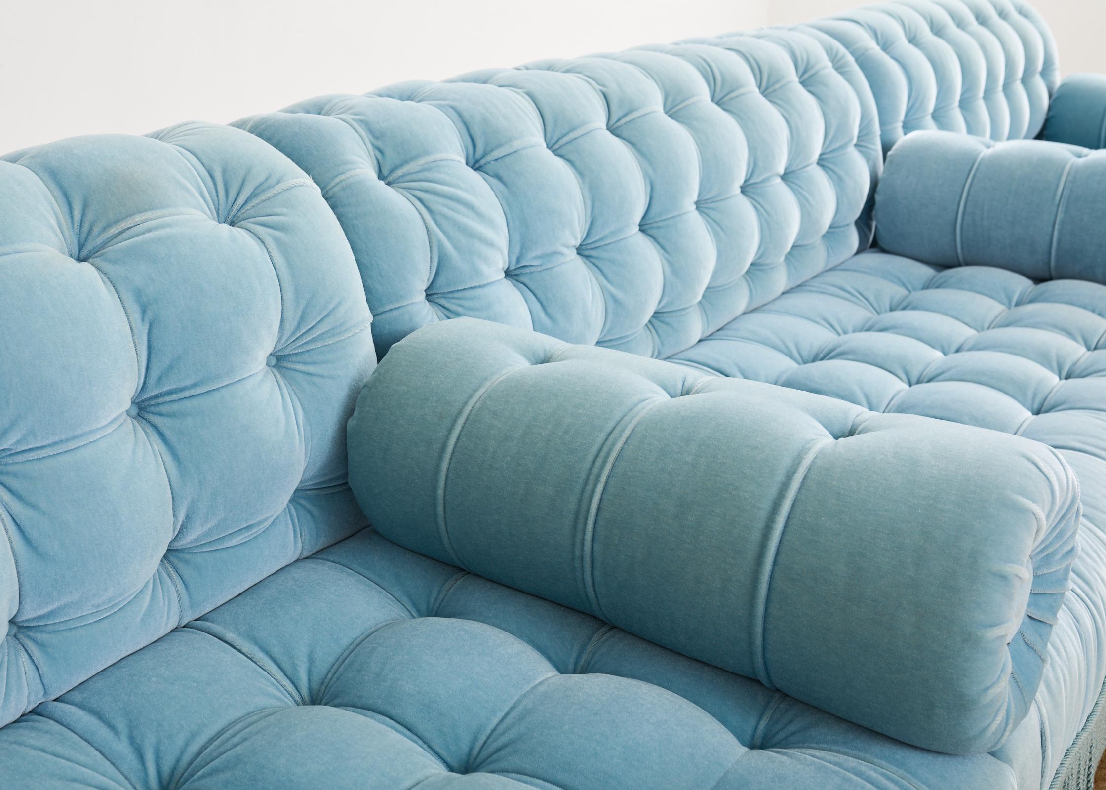George Smith Mohair Samt Ottomane Sofa Banquette im Angebot 3
