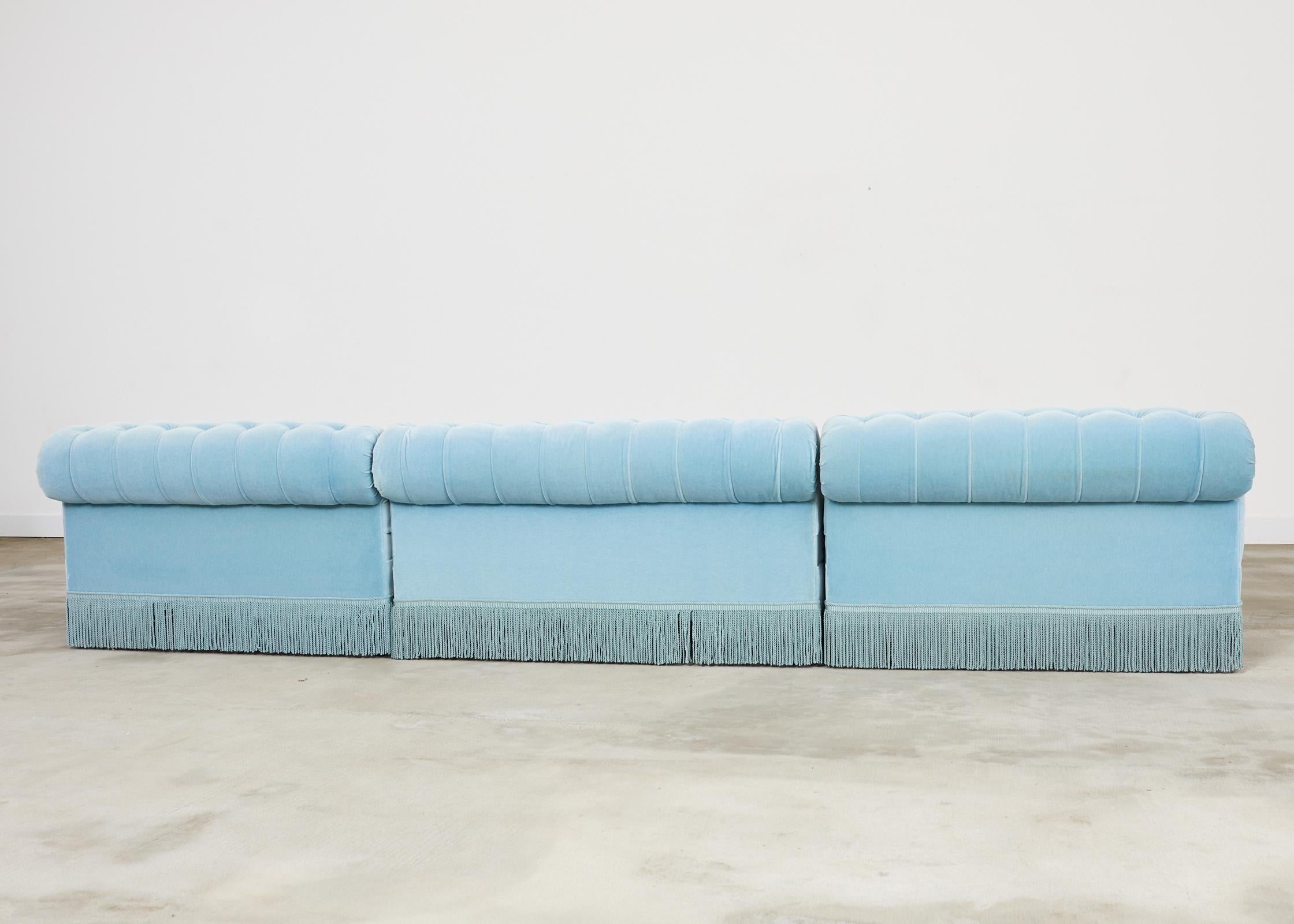 George Smith Mohair Samt Ottomane Sofa Banquette im Angebot 11