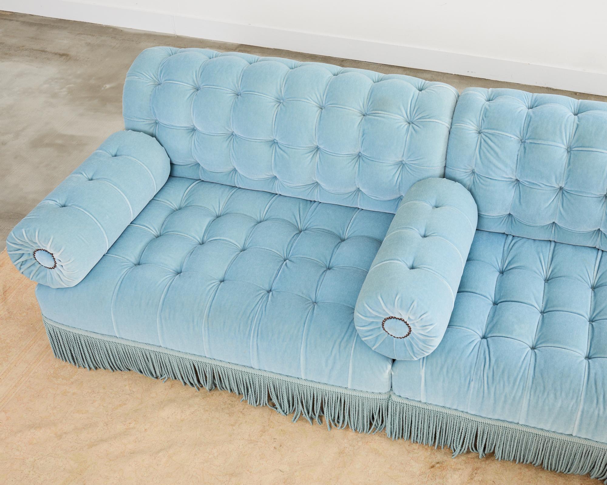 George Smith Mohair Samt Ottomane Sofa Banquette (Handgefertigt) im Angebot