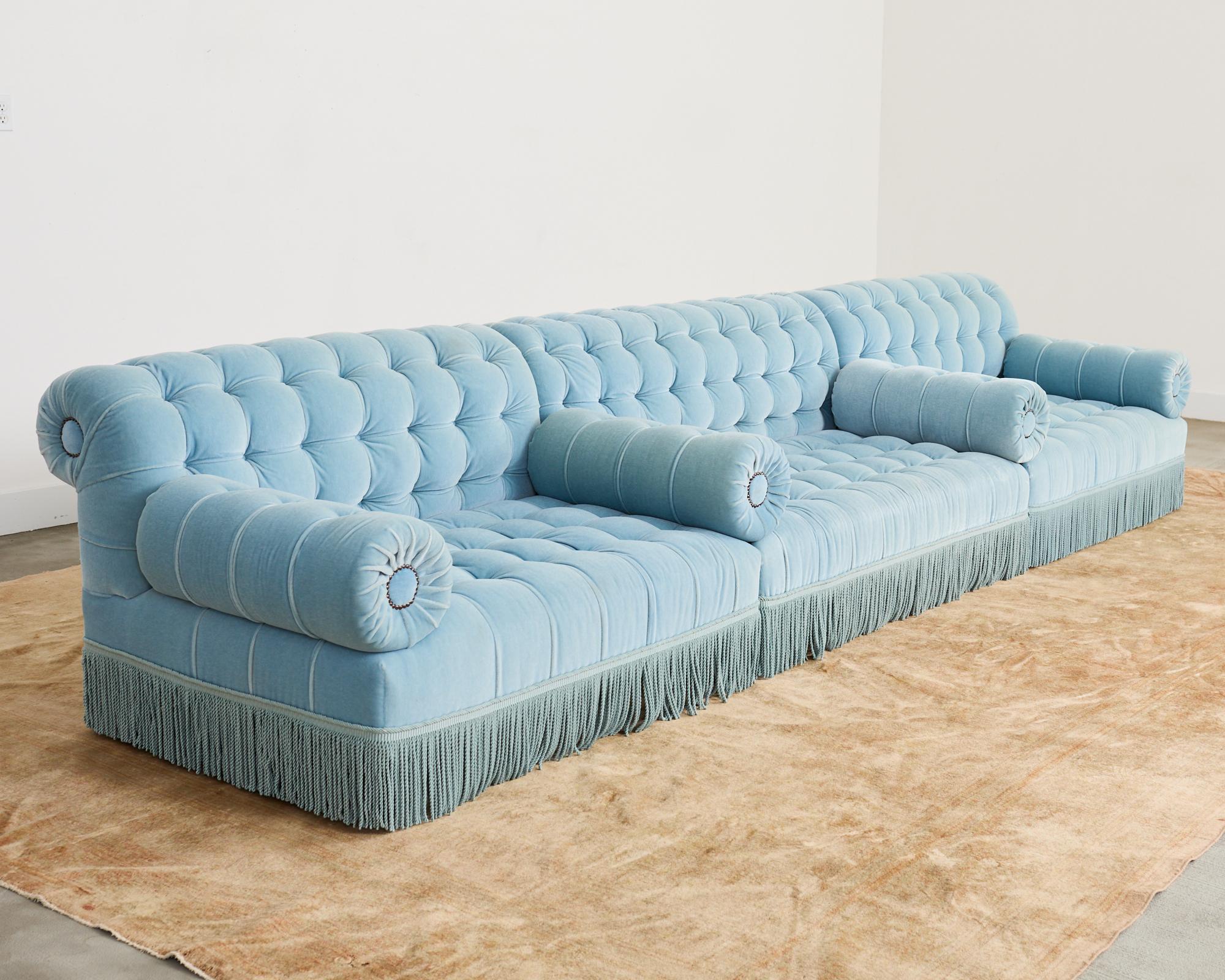 George Smith Mohair Samt Ottomane Sofa Banquette (Mohairwolle) im Angebot