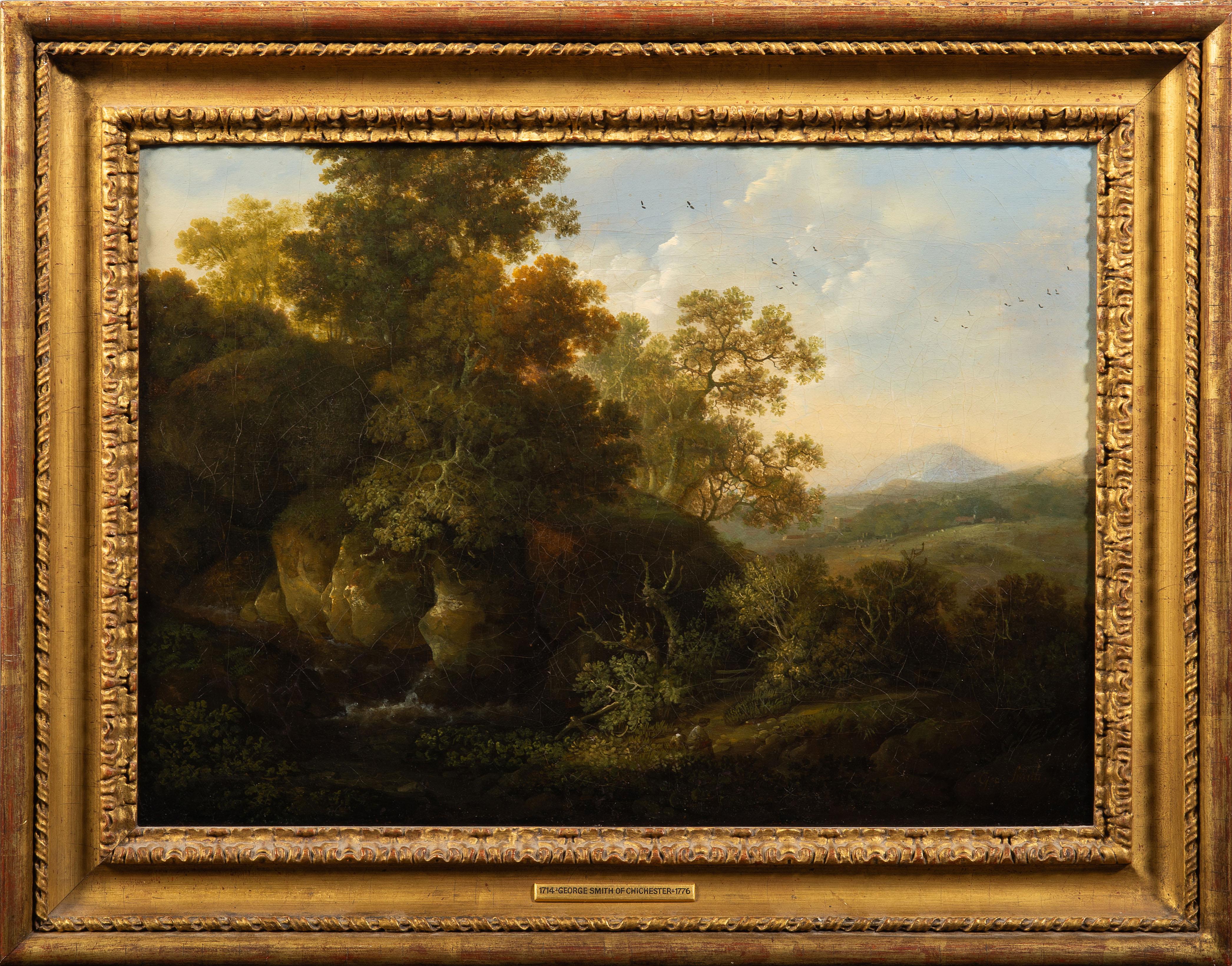 A pair of Classical landscapes - Painting by George Smith of Chichester