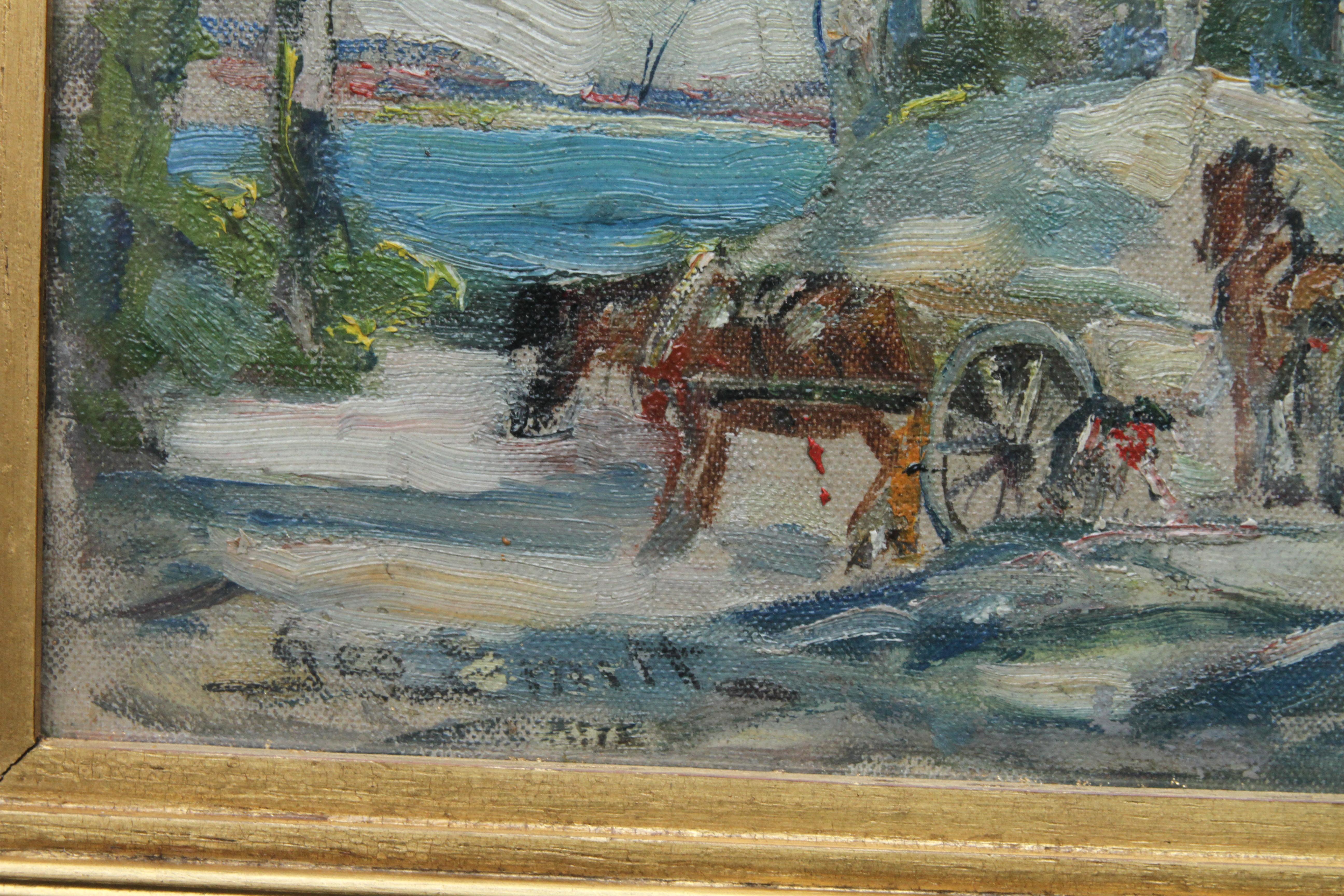Working Horses in Scottish Landscape - Scottish 1920s art Impressionist painting For Sale 6