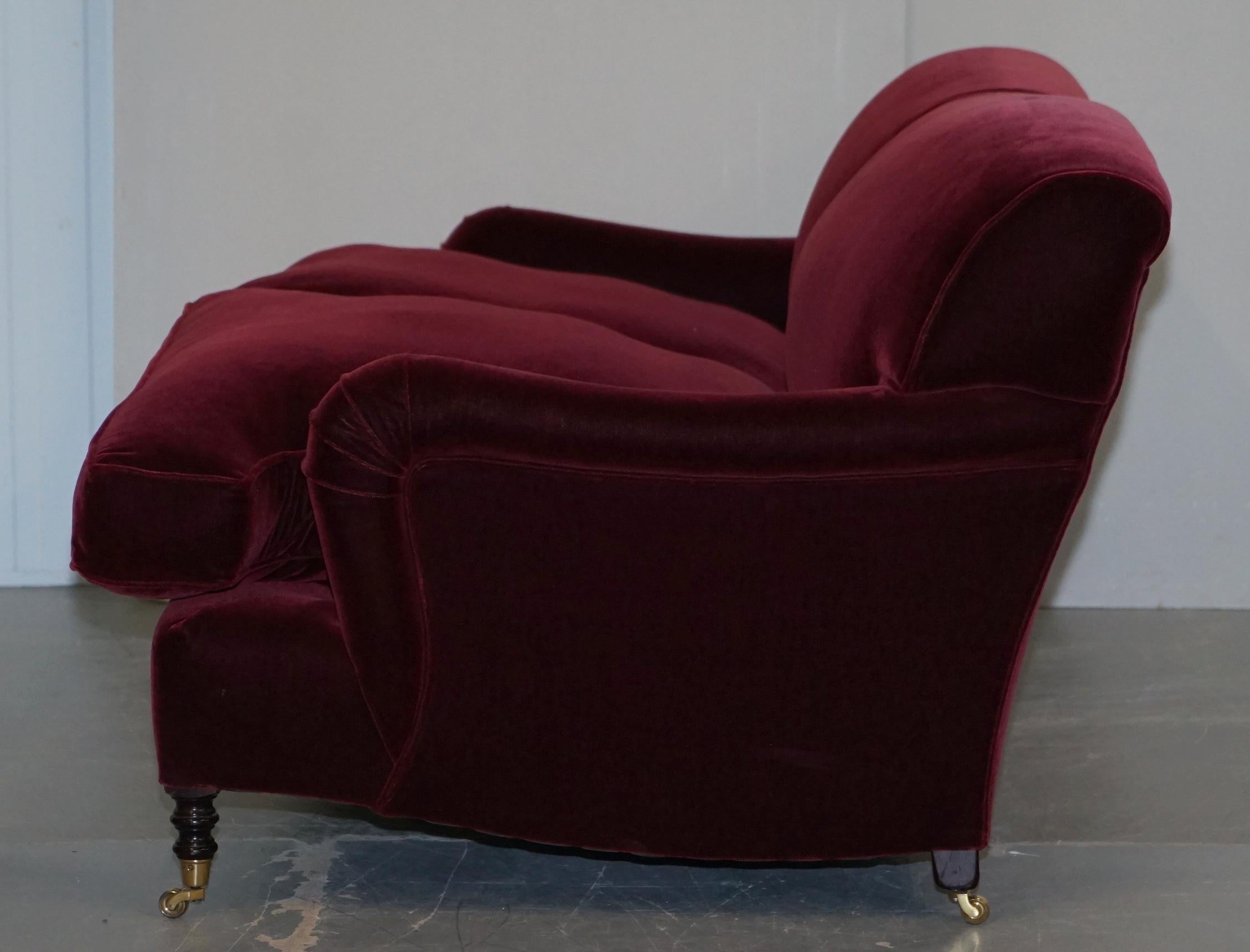 George Smith Purple Velvet Signature Scroll Howard Arm Sofa Settee 6