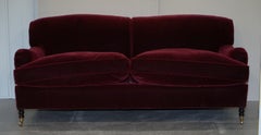 George Smith Purple Velvet Signature Scroll Howard Arm Sofa Settee