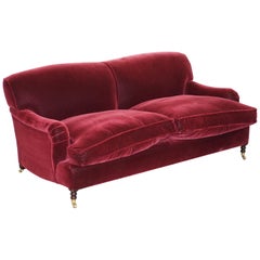 George Smith Purple Velvet Signature Scroll Howard Arm Sofa Settee