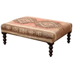 George Smith Rectangular Ottoman with Unique Kilim Top