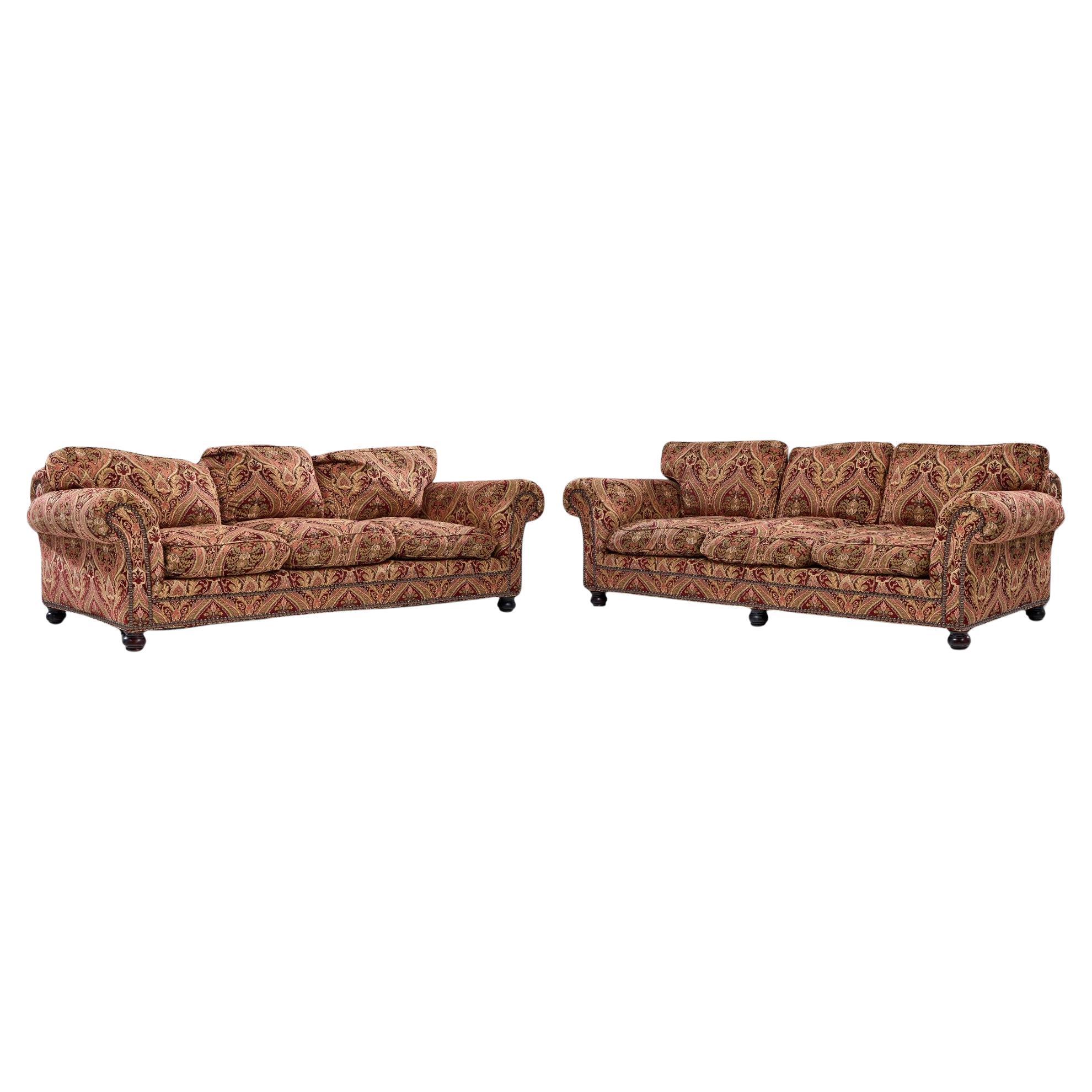 George Smith Roll Arm Sofa - Pair