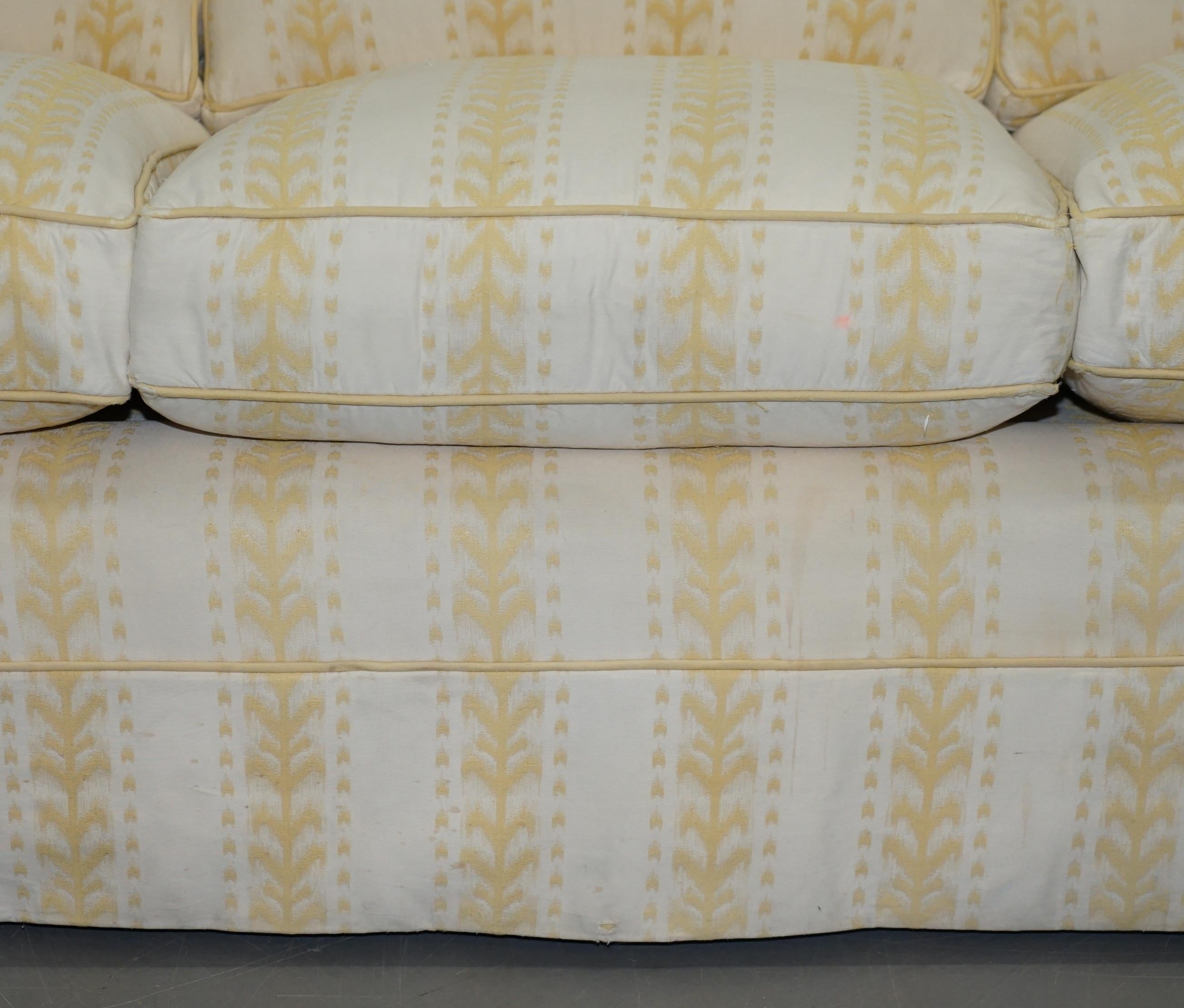 20th Century George Smith Scroll Arm Three-Seat Sofa Feather Filled Cushions