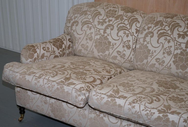 George Smith Scroll Arm Three Seater Sofa Paisley Upholstery Fabric For 