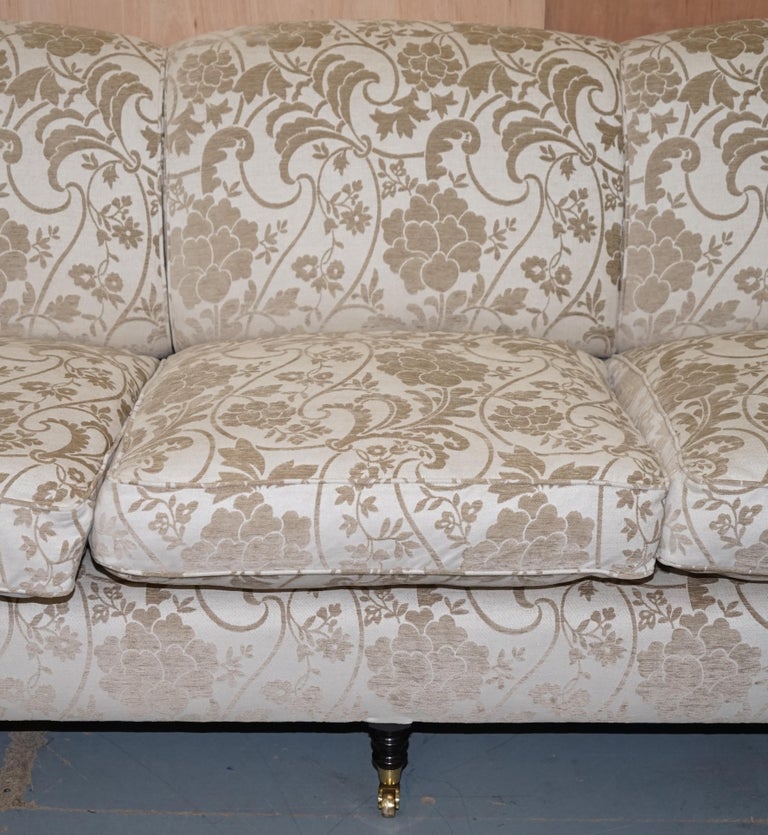 SMITH SCROLL ARM THREE SEATER SOFA PAISLEY UPHOLSTERY FABRiC For