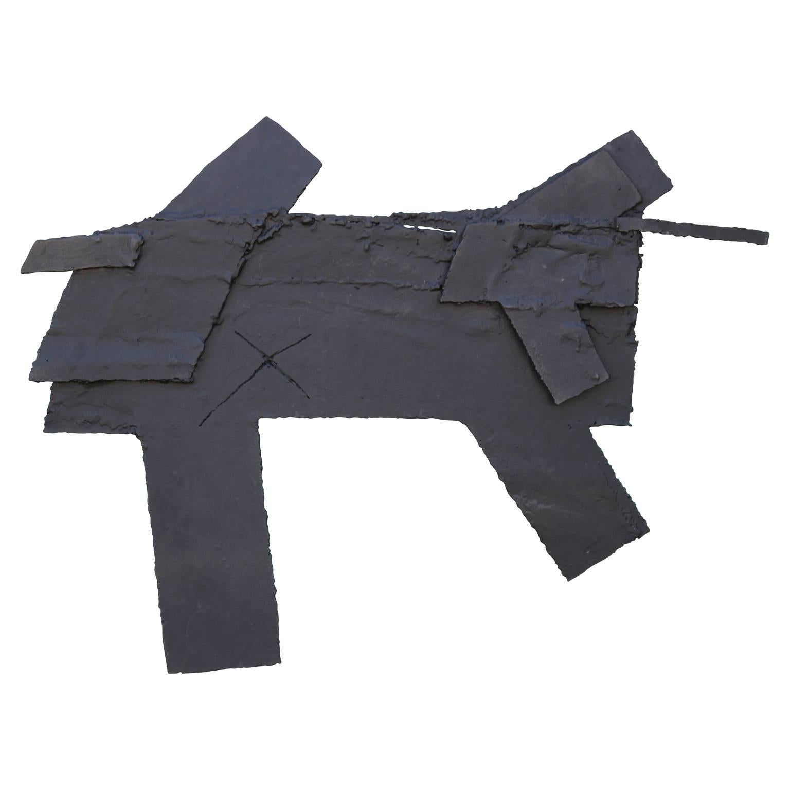 George Smith Abstract Sculpture - Abstract Black Steel Wall Sculpture