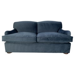 George Smith “Signature” 2.5-Seat Sofa in Navy Dark-Blue Velvet