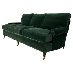George Smith "Signature" 3-Seat Sofa - In Dark Green Italian Velvet