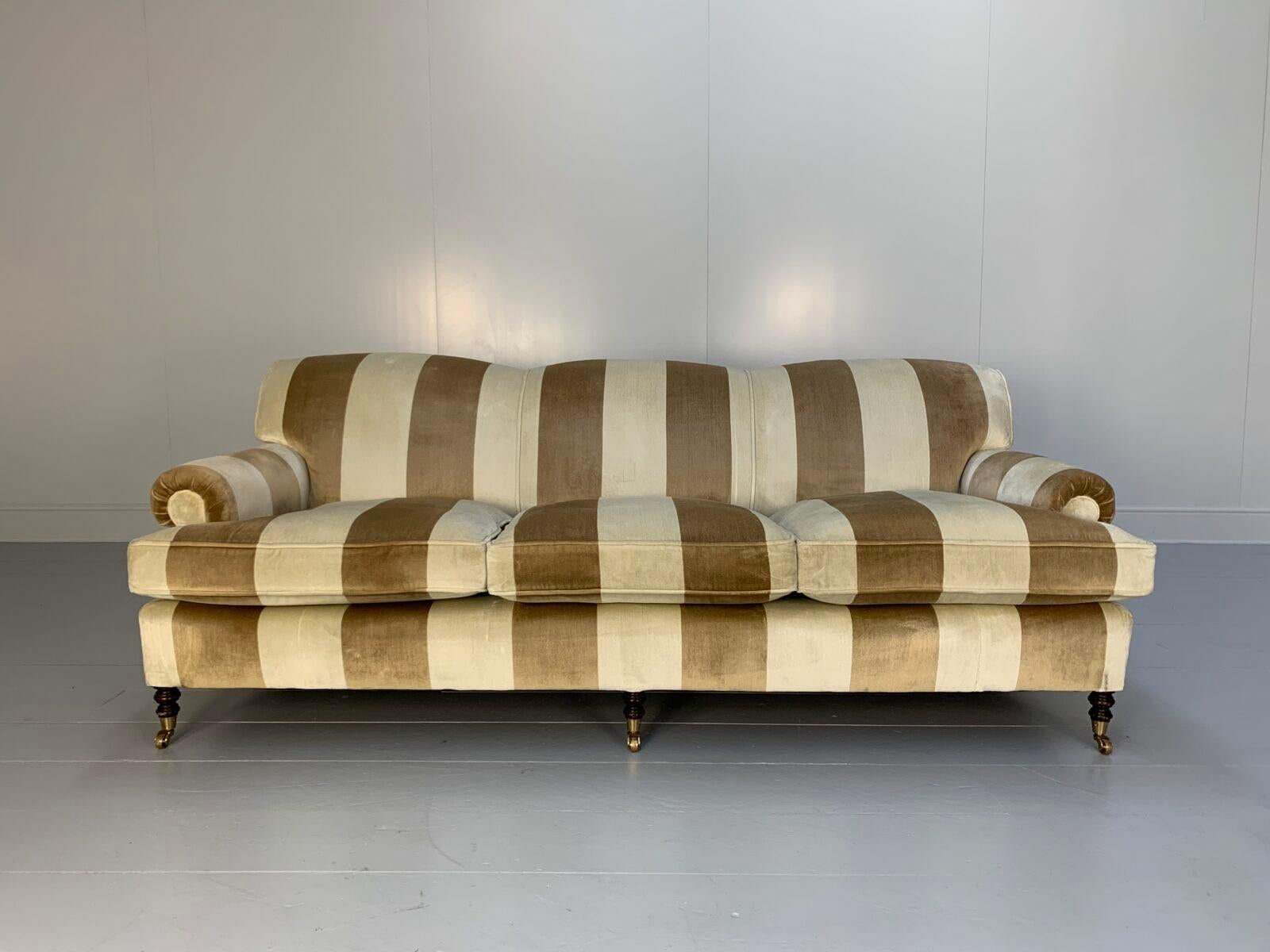 George Smith “Signature” 3-Seat Sofa – In Stripe Velvet In Good Condition In Barrowford, GB