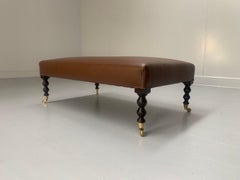 George Smith "Signature" Bench Footstool Ottoman - En cuir Brown