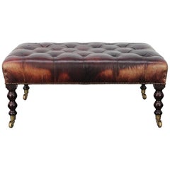 George Smith “Signature” Buttoned Footstool in Sublime Oxblood Leather