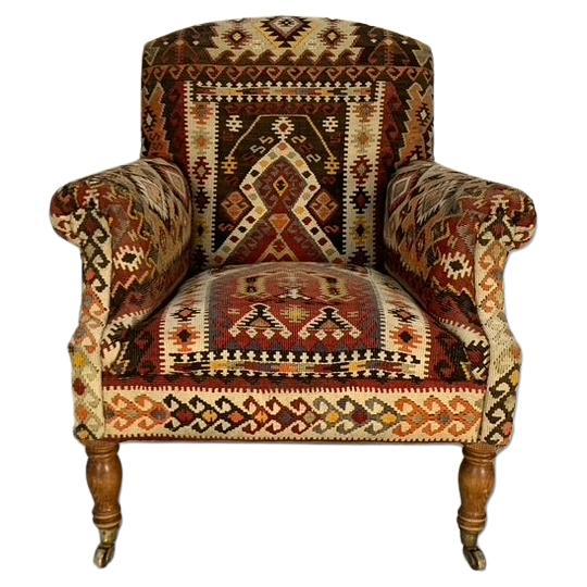 George Smith Signature "Dahl" Armchair - In Turkish Woollen Kilim For Sale