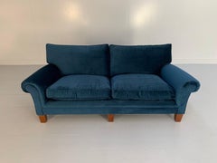 George Smith Signature "Elverdon-Arm" Large 2.5-Seat Sofa - Blue Italian Velvet