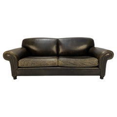 George Smith Signature “Elverdon-Arm” Large 2.5-Seat Sofa – In Green Leather