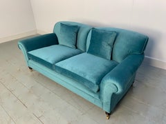 George Smith Signature "Elverdon-Arm" Large 2.5-Seat Sofa in Turquoise Velvet
