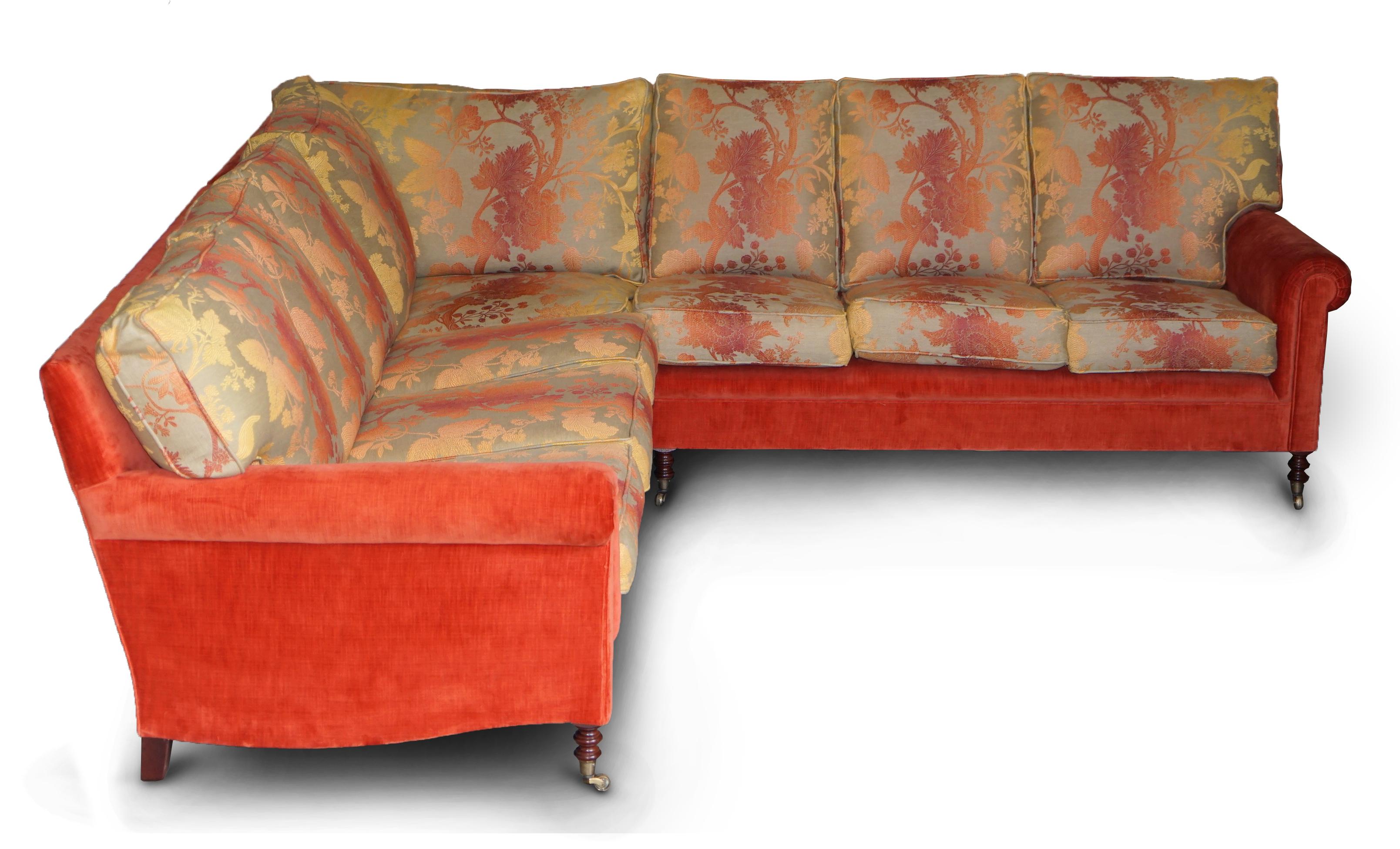 We are delighted to offer for sale this rare George Smith Signature full scroll arm corner sofa that seats up to seven people

Well.. where to begin, what a sofa! This piece is simply put amazing, anything made by George Smith is the finest hand