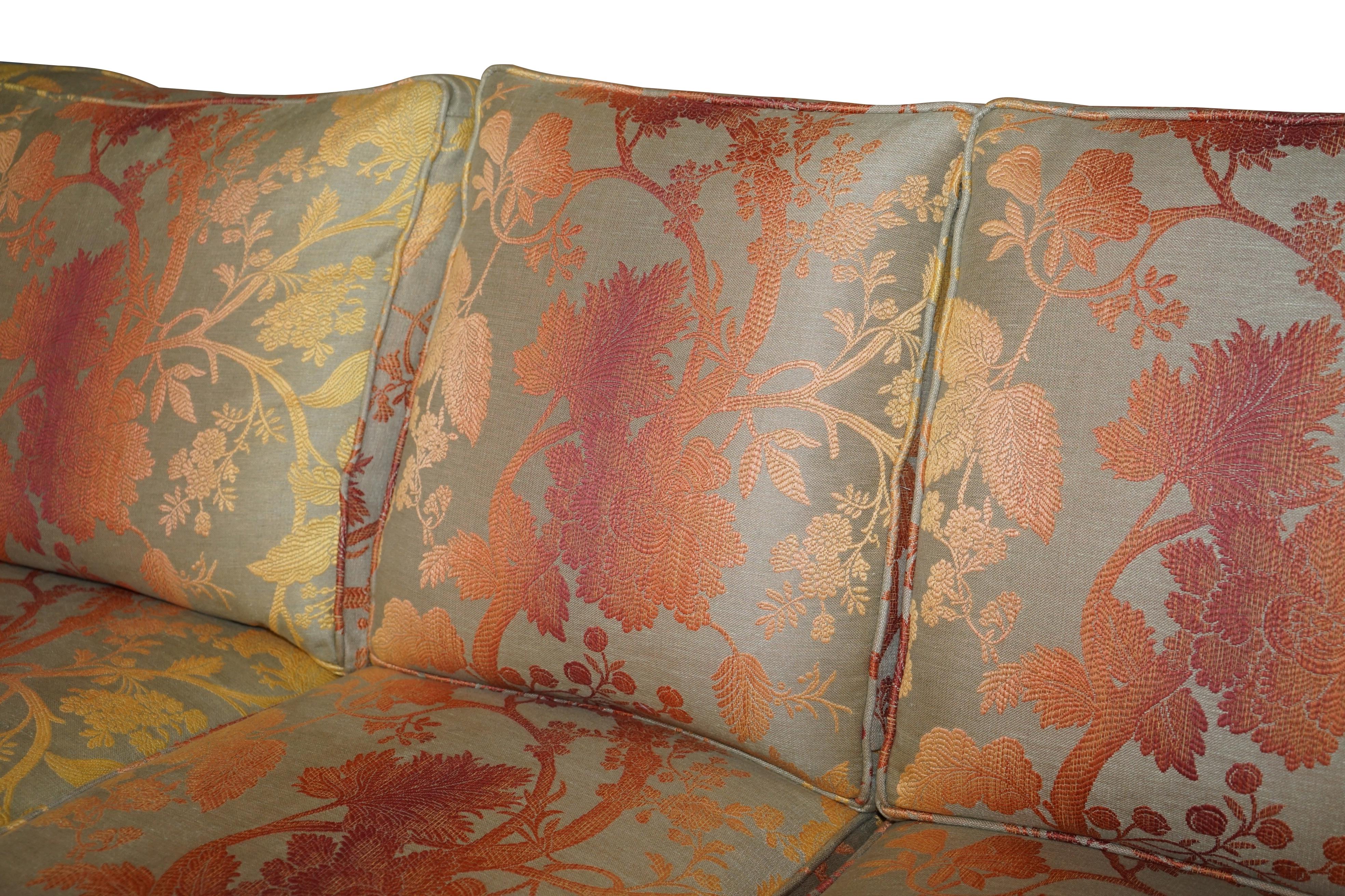 Art Deco George Smith Signature Large 7 Seater Corner Sofa with Velour Floral Upholstery For Sale
