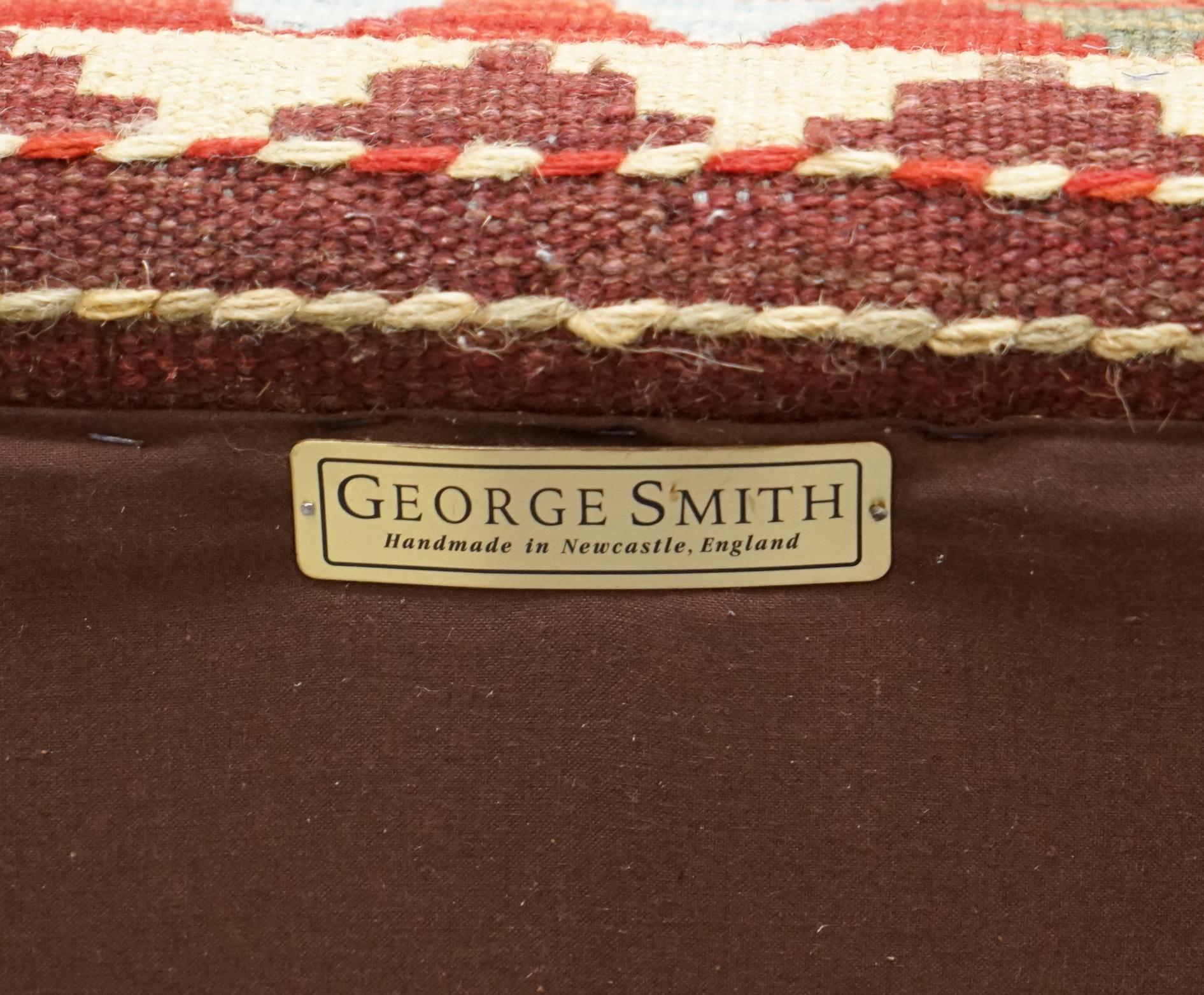 George Smith Signature Scroll Arm Kilim Upholstered Sofa Original Upholstery 11