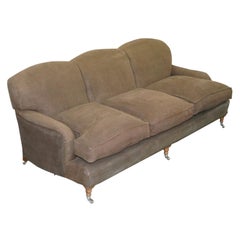 Vintage George Smith Signature Scroll Howard Arm Three-Seat Sofa Grey